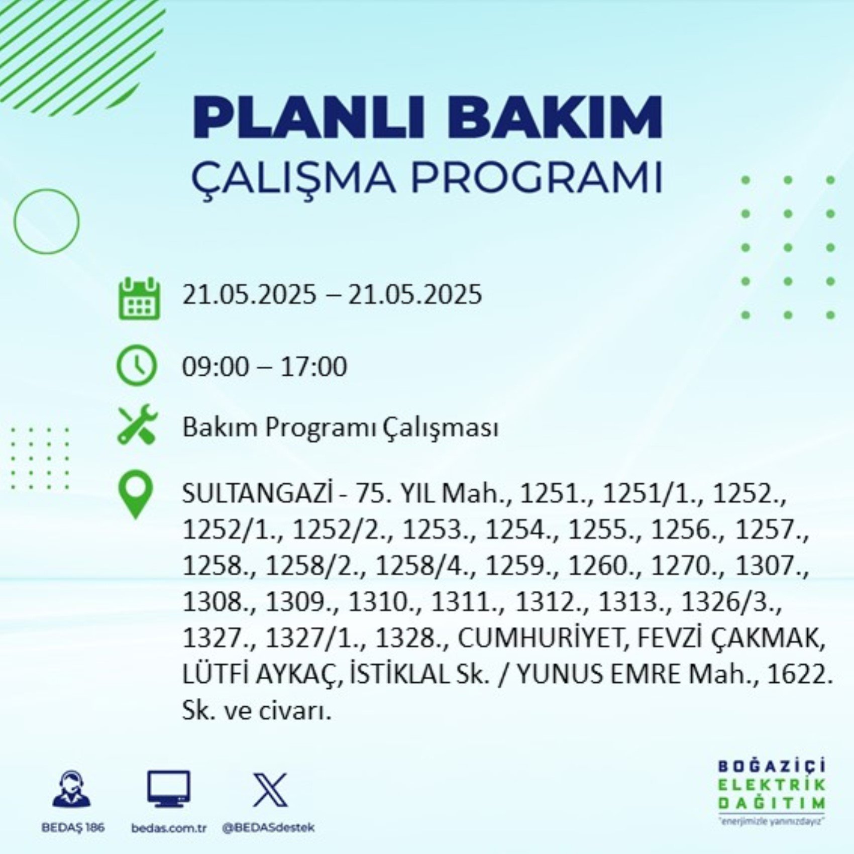 BEDAŞ paylaştı: İstanbul'da 21 Mayıs Çarşamba günü elektrik kesintisi yaşanacak ilçeler