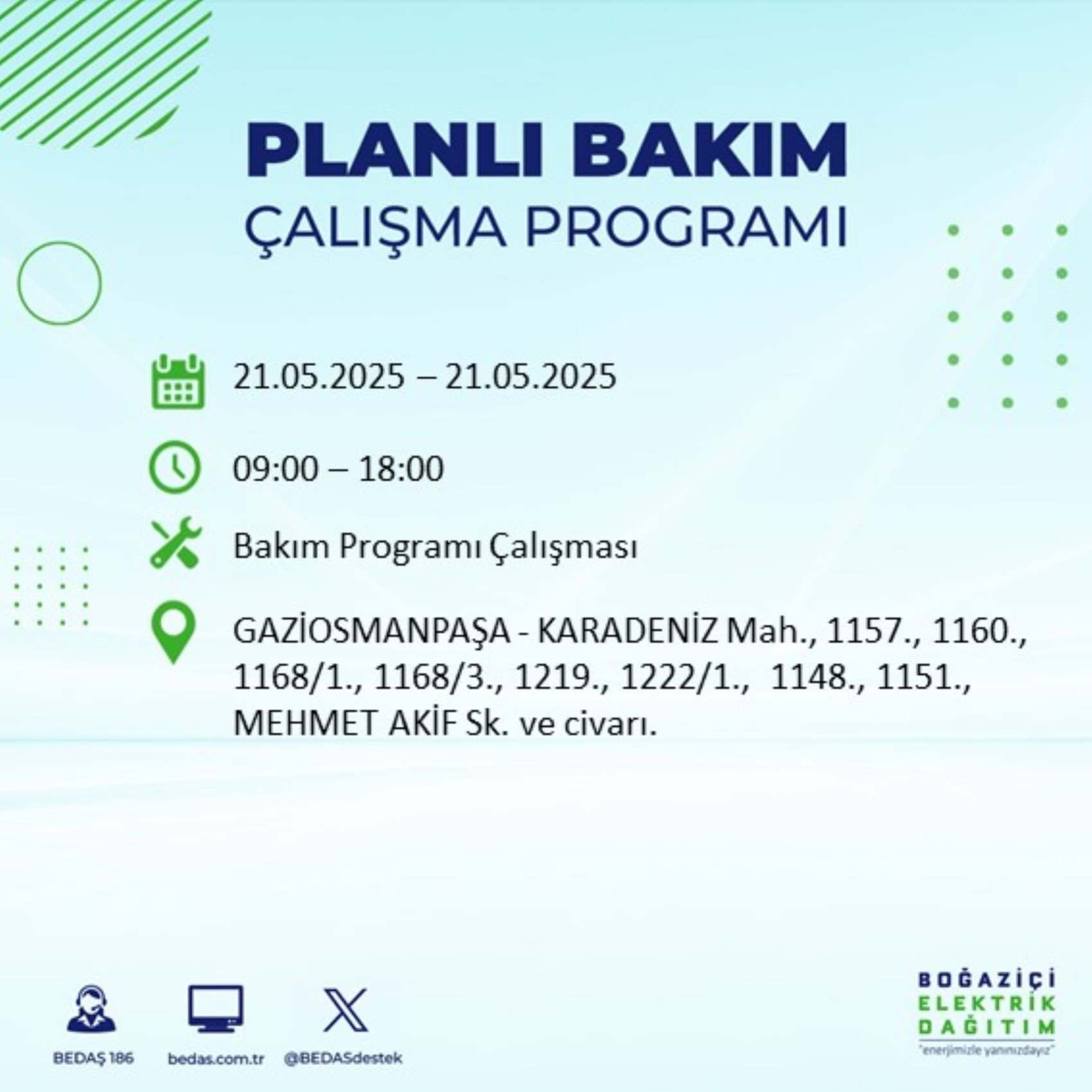 BEDAŞ paylaştı: İstanbul'da 21 Mayıs Çarşamba günü elektrik kesintisi yaşanacak ilçeler