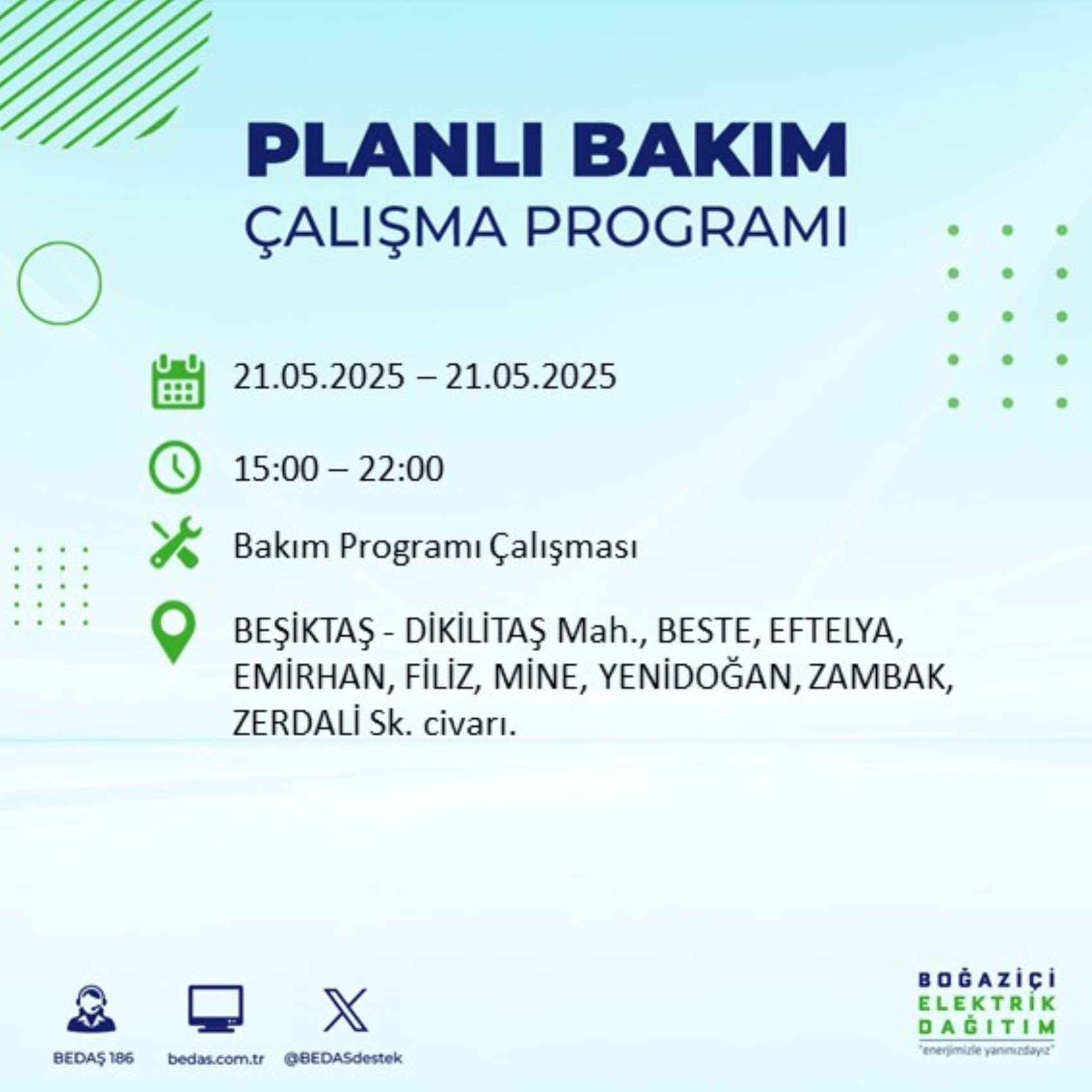 BEDAŞ paylaştı: İstanbul'da 21 Mayıs Çarşamba günü elektrik kesintisi yaşanacak ilçeler