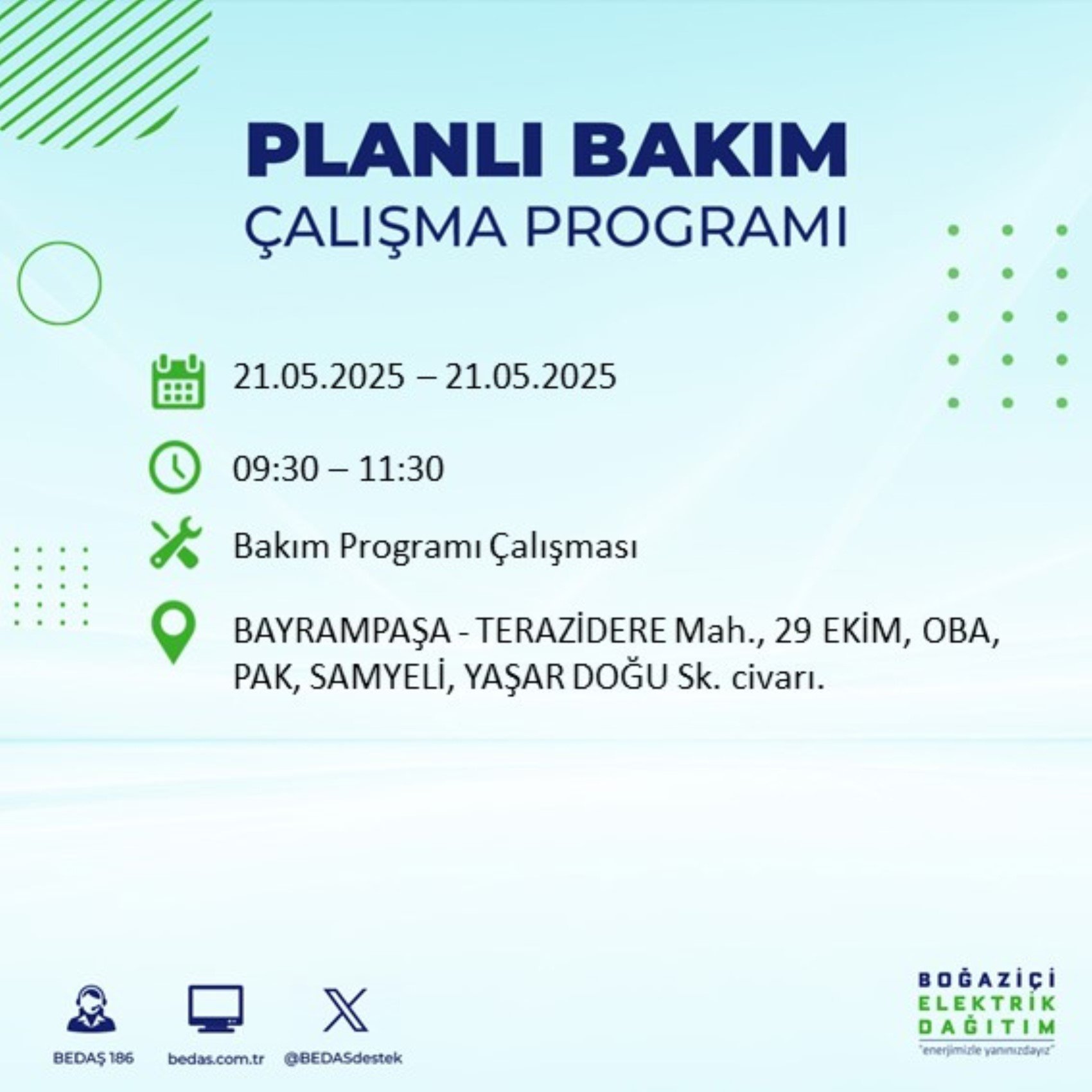 BEDAŞ paylaştı: İstanbul'da 21 Mayıs Çarşamba günü elektrik kesintisi yaşanacak ilçeler