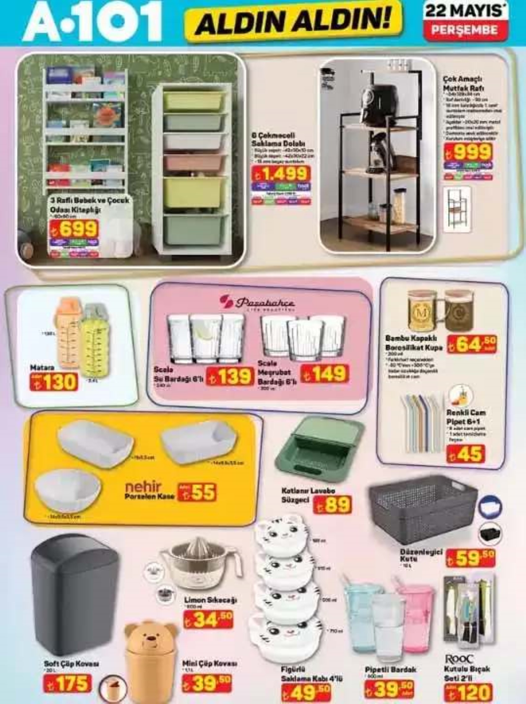 Bugün satışta! A101 Aktüel 22 Mayıs Perşembe kataloğu yayımlandı! Bu hafta A101'e neler geliyor? Hangi ürünler indirimde?