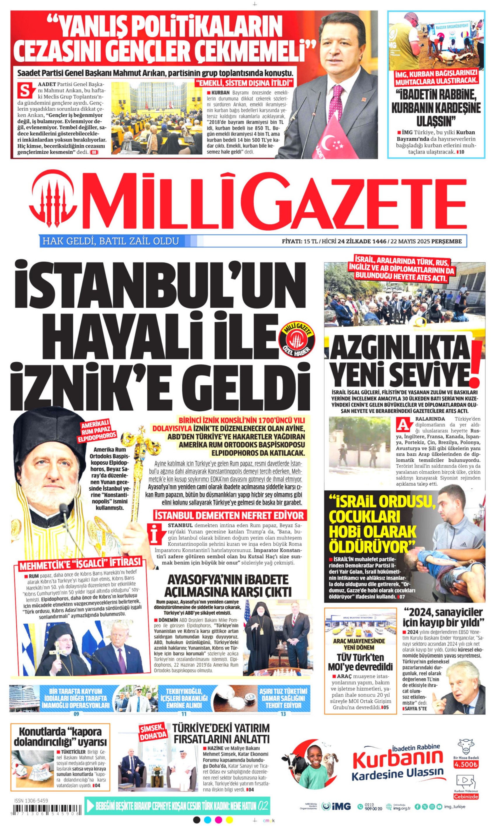 22 Mayıs 2025 gazete manşetleri