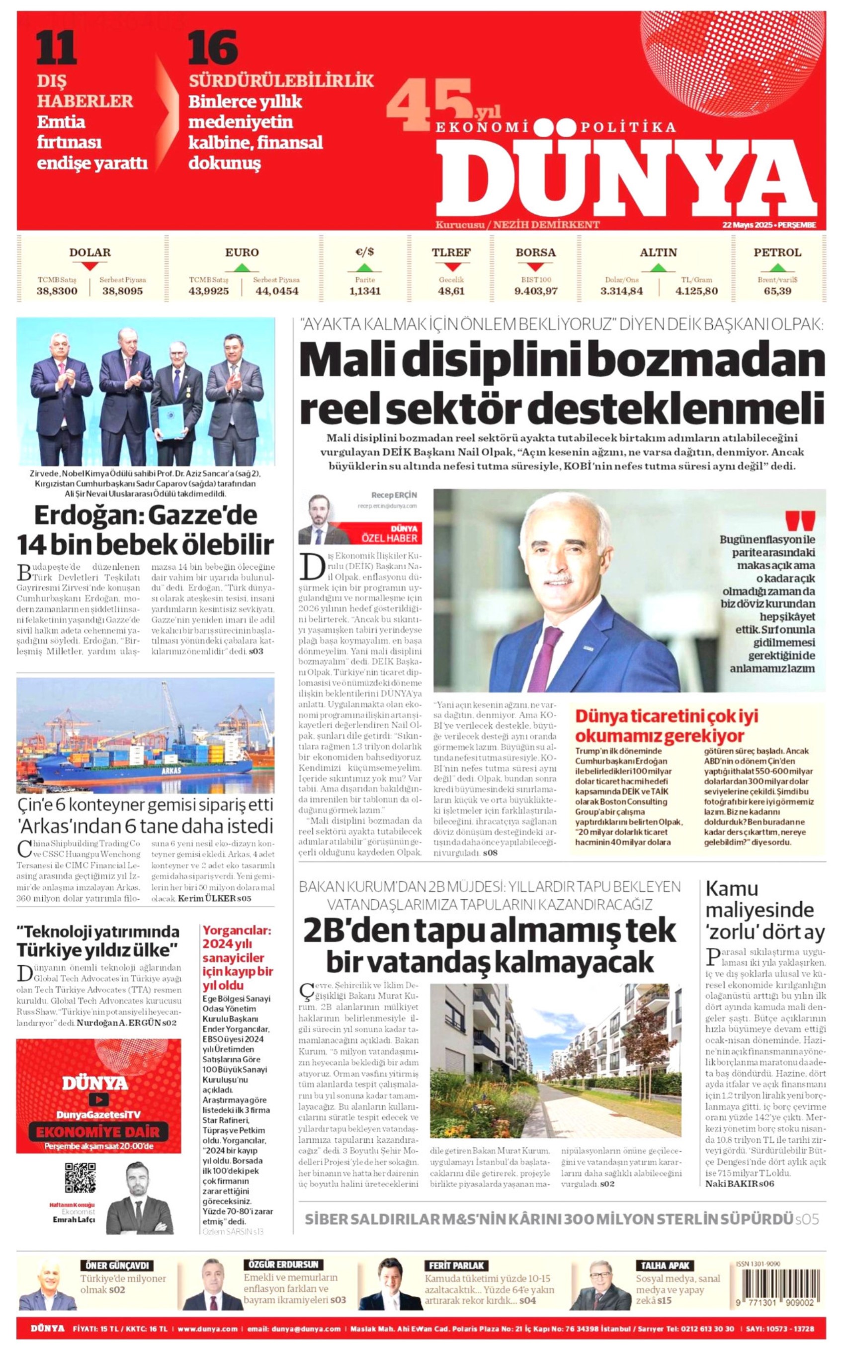 22 Mayıs 2025 gazete manşetleri