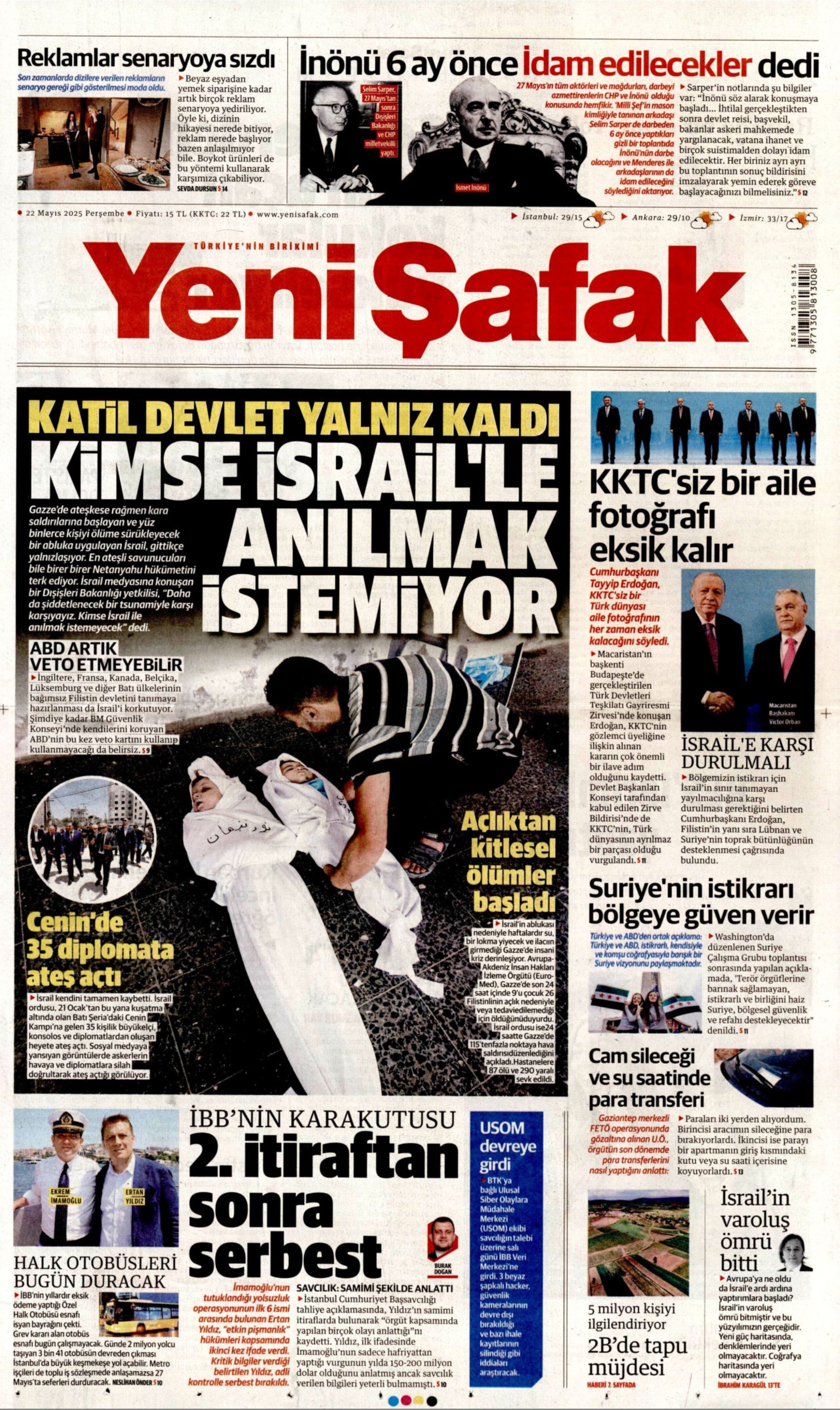22 Mayıs 2025 gazete manşetleri