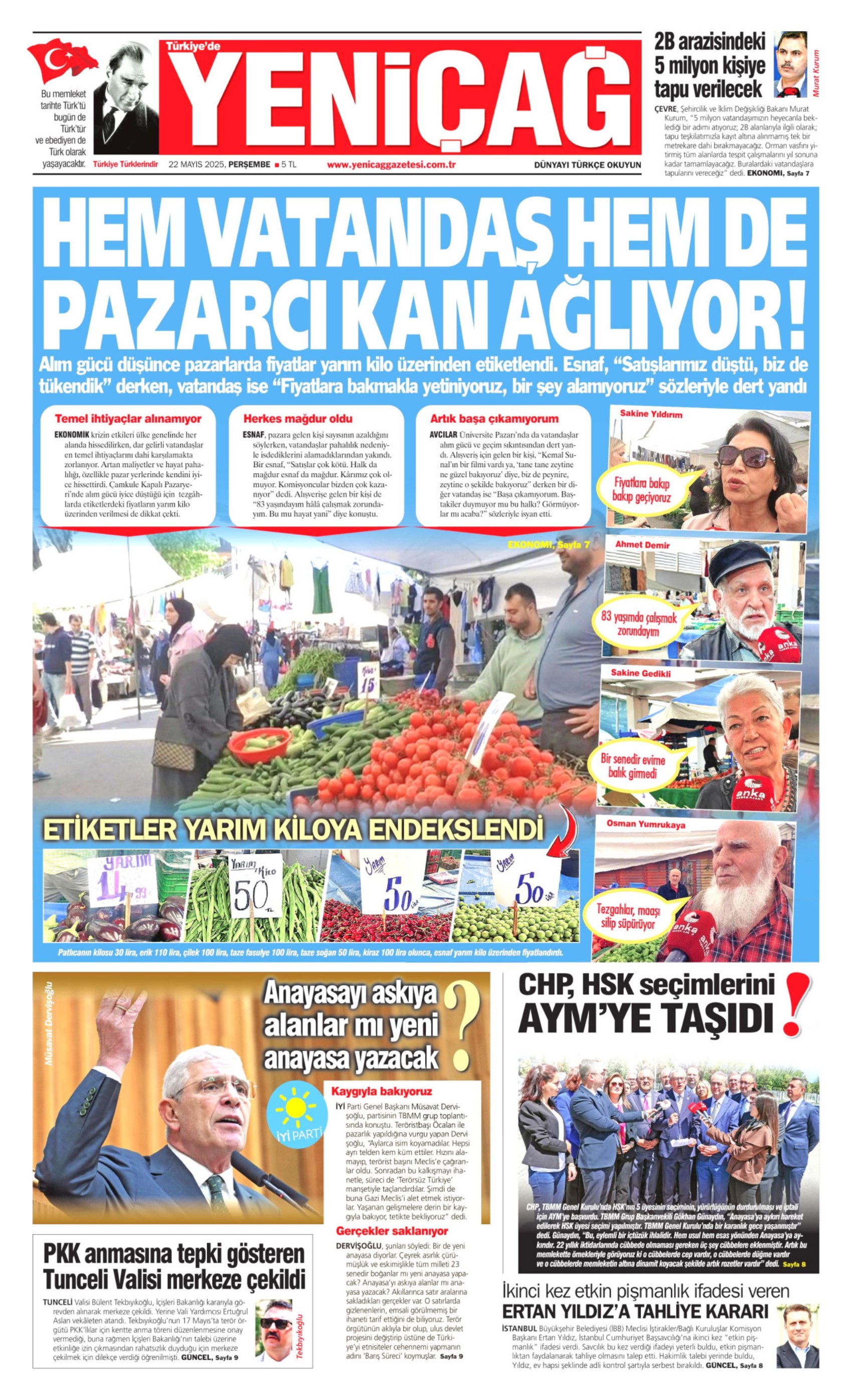 22 Mayıs 2025 gazete manşetleri