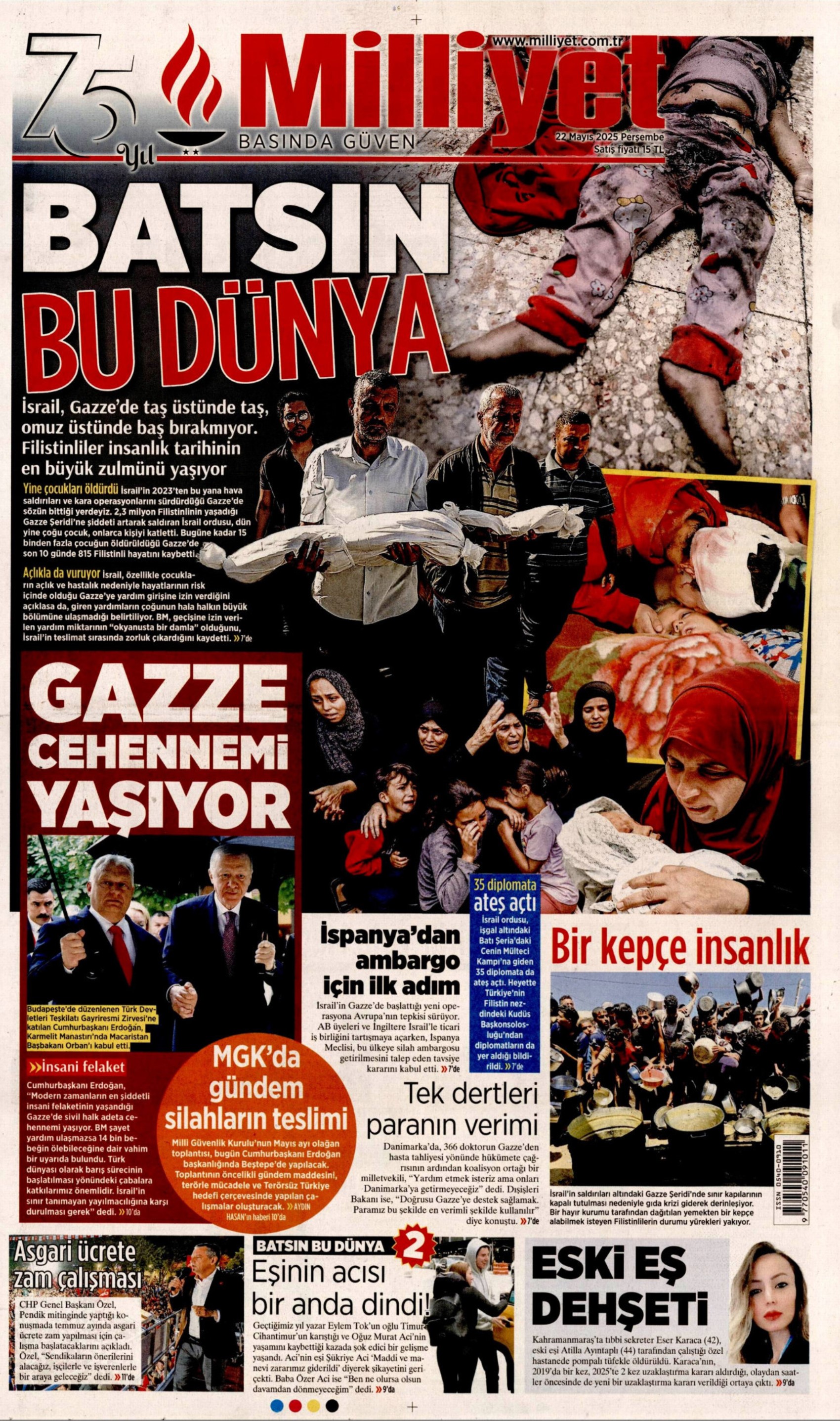 22 Mayıs 2025 gazete manşetleri