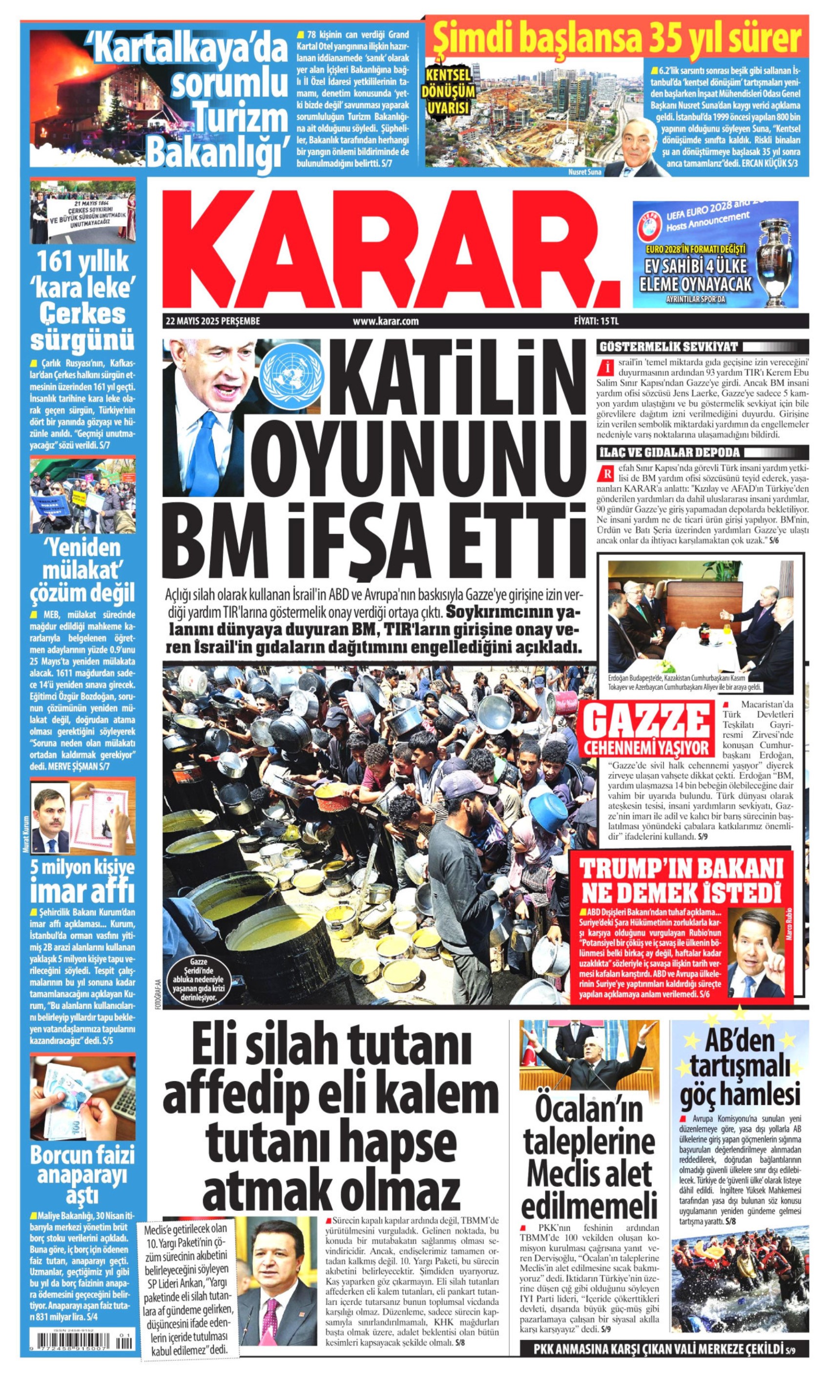 22 Mayıs 2025 gazete manşetleri