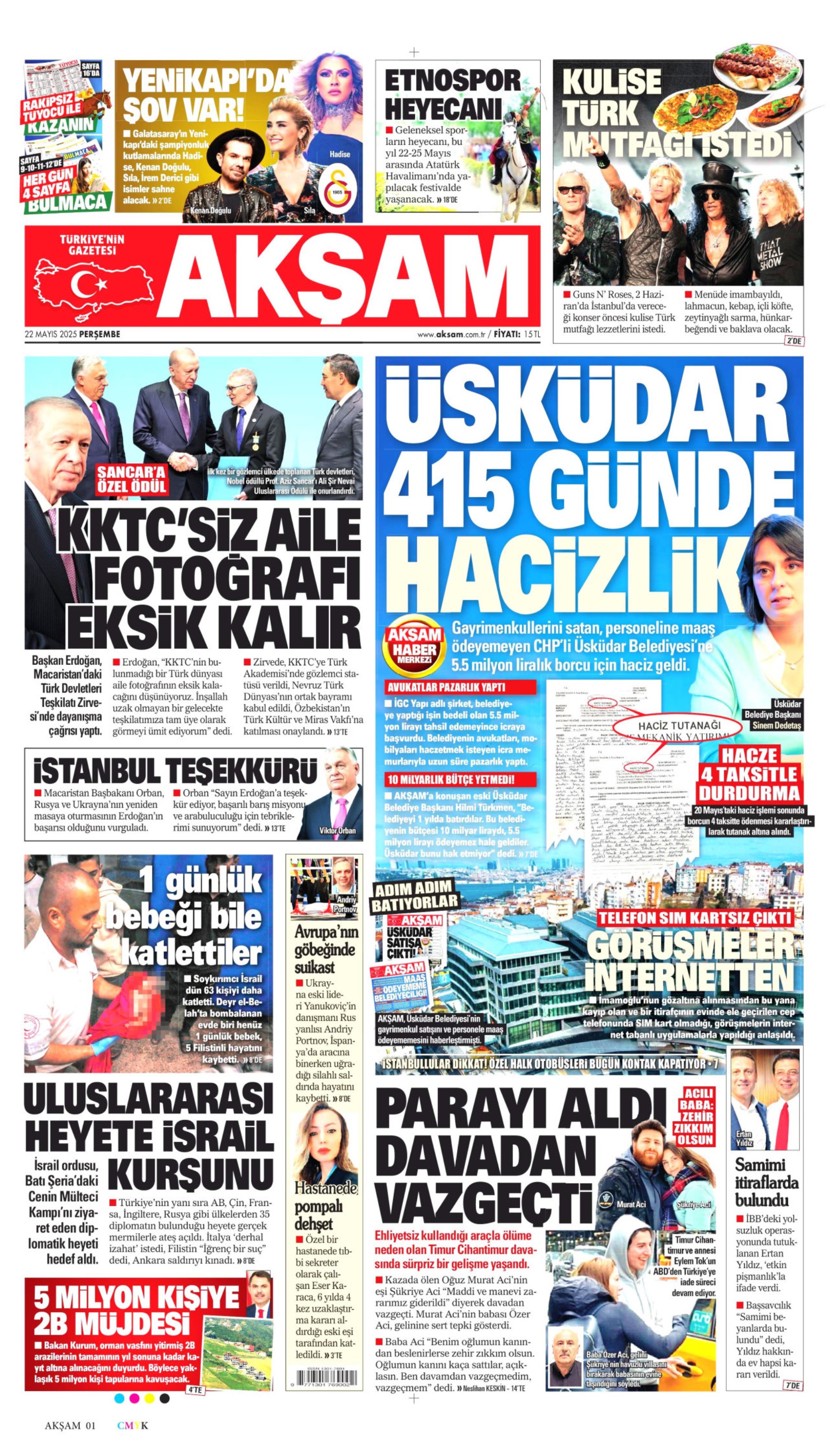 22 Mayıs 2025 gazete manşetleri