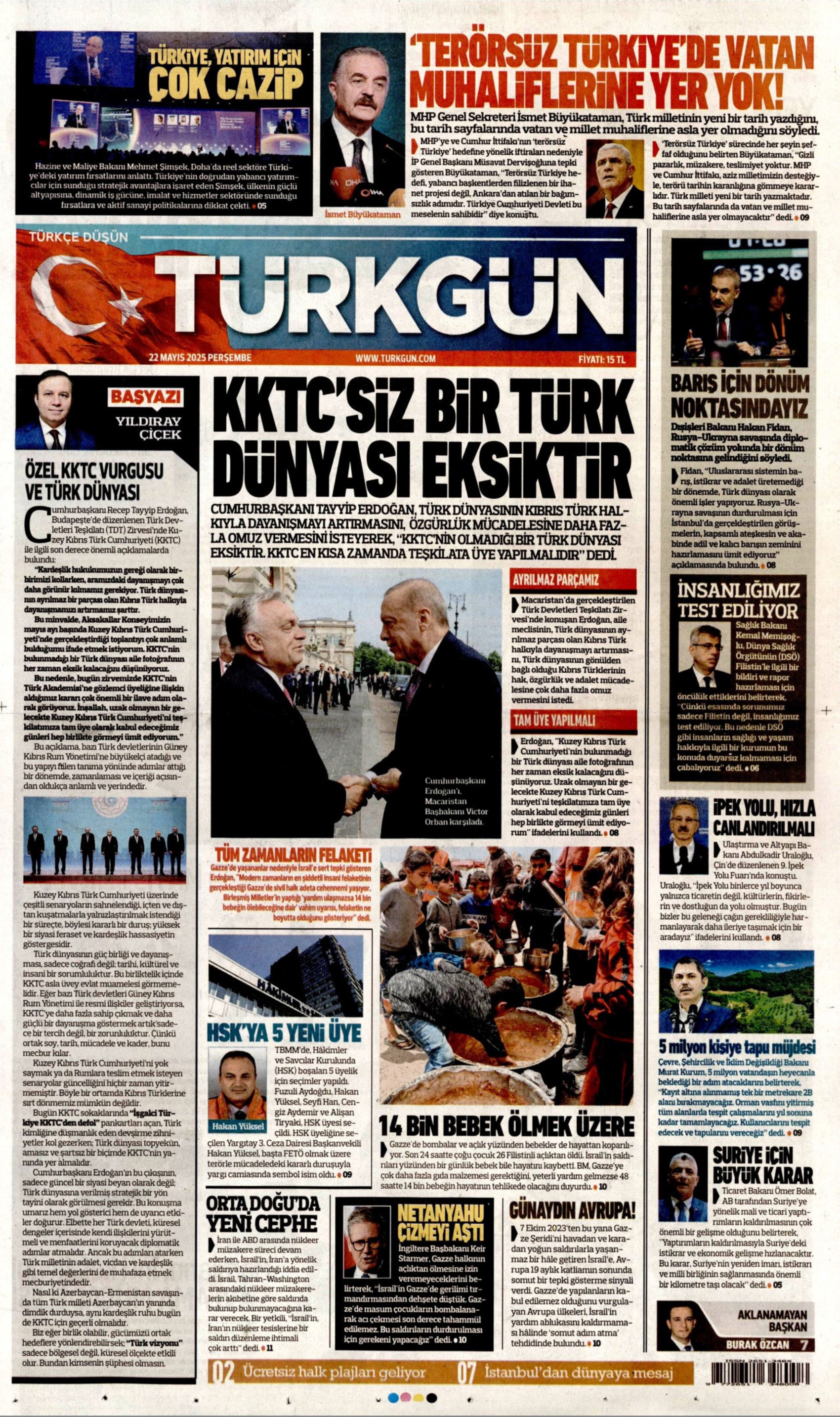 22 Mayıs 2025 gazete manşetleri