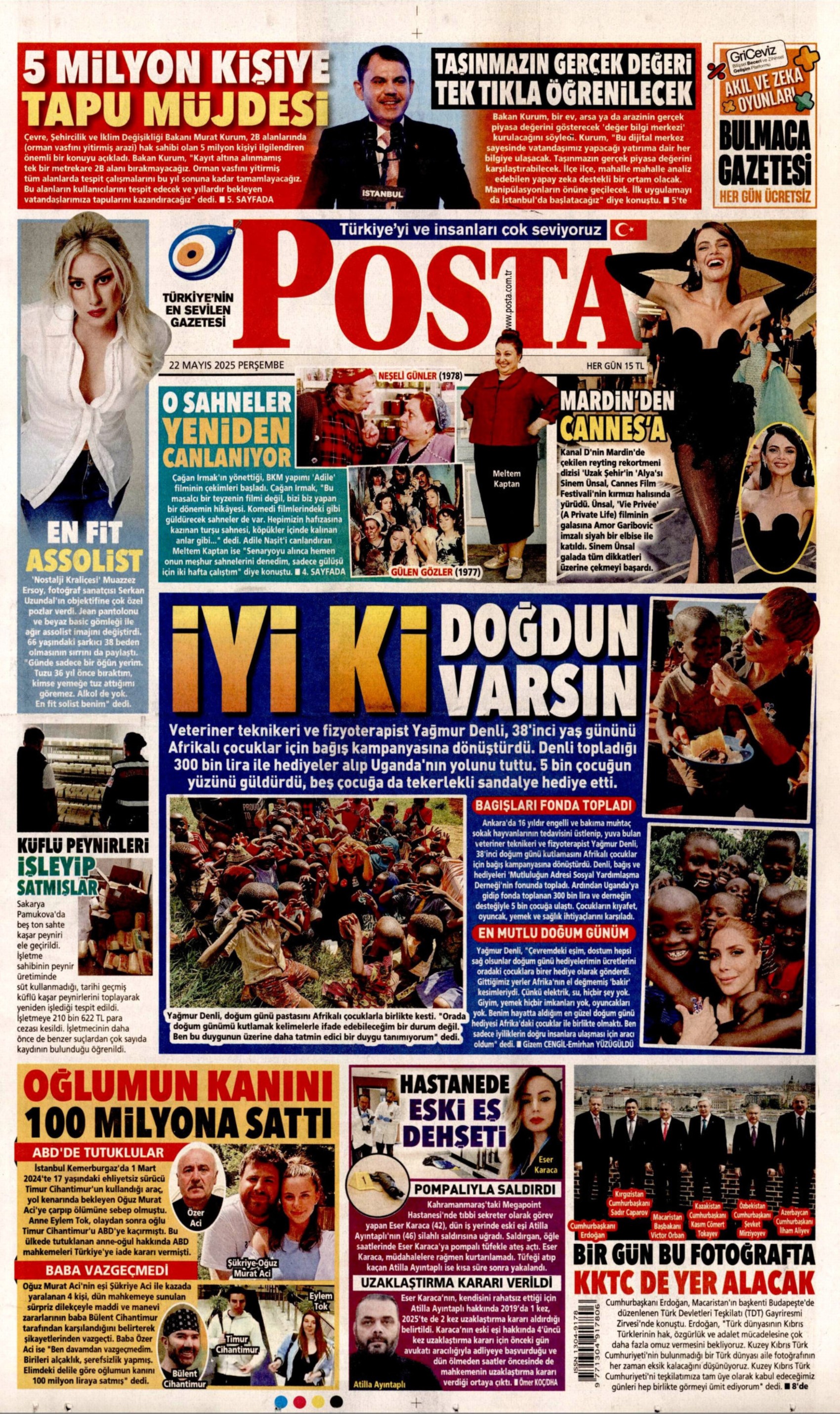 22 Mayıs 2025 gazete manşetleri