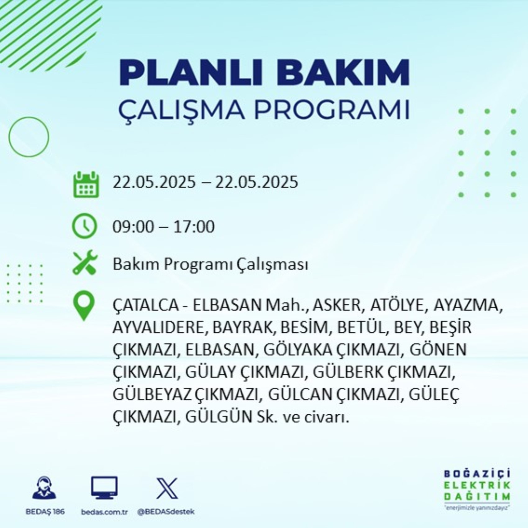 BEDAŞ paylaştı: İstanbul'da 22 Mayıs Perşembe günü elektrik kesintisi yaşanacak ilçeler