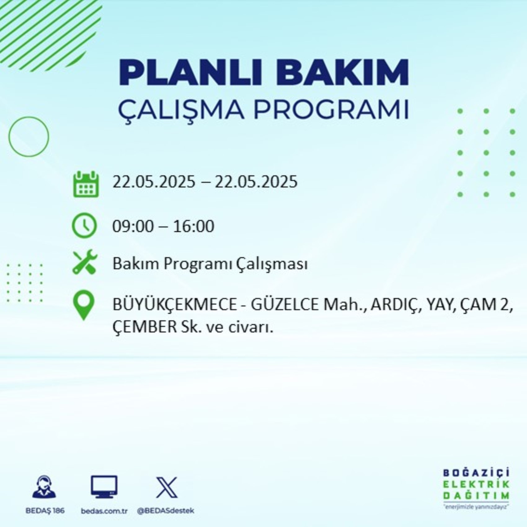 BEDAŞ paylaştı: İstanbul'da 22 Mayıs Perşembe günü elektrik kesintisi yaşanacak ilçeler