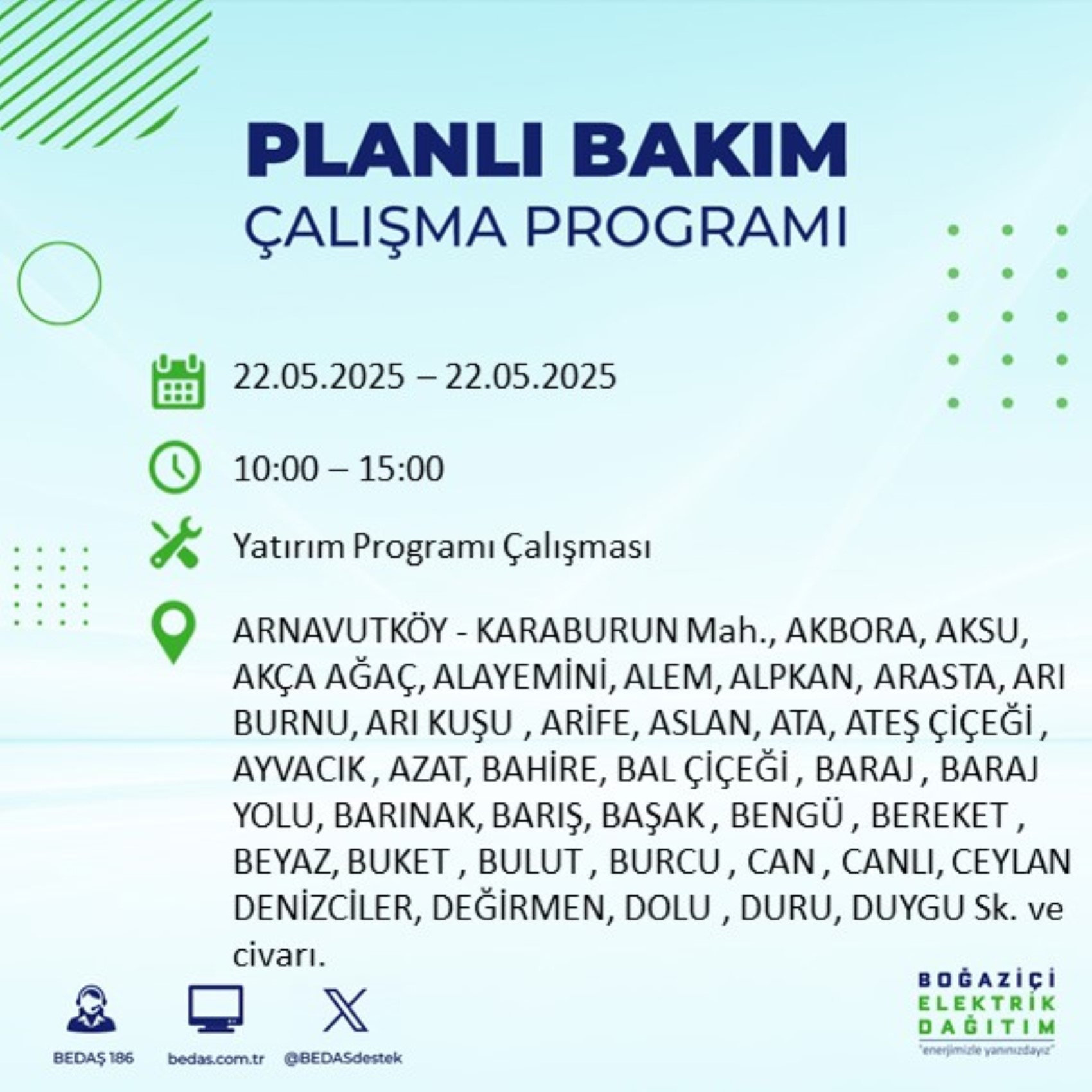 BEDAŞ paylaştı: İstanbul'da 22 Mayıs Perşembe günü elektrik kesintisi yaşanacak ilçeler