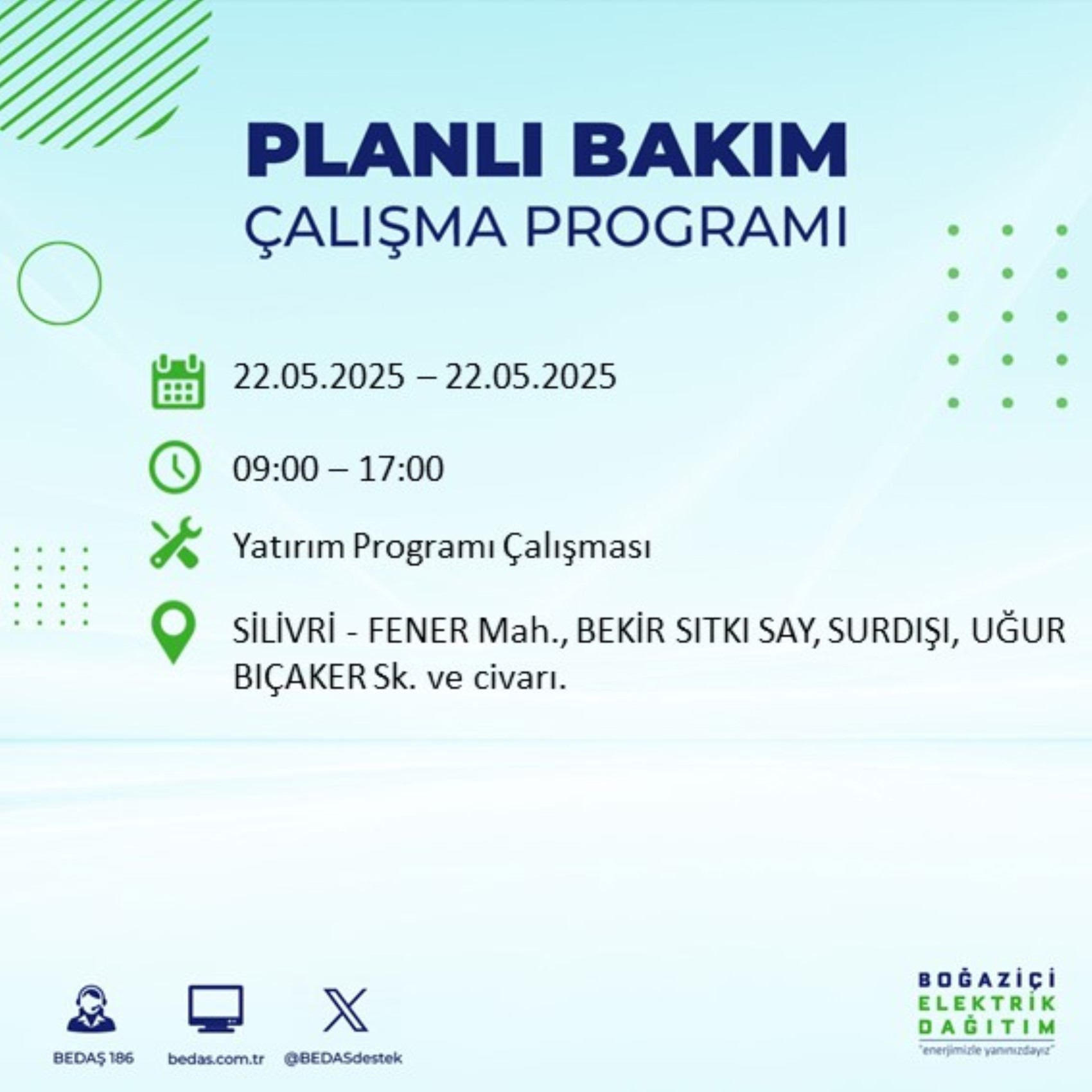 BEDAŞ paylaştı: İstanbul'da 22 Mayıs Perşembe günü elektrik kesintisi yaşanacak ilçeler