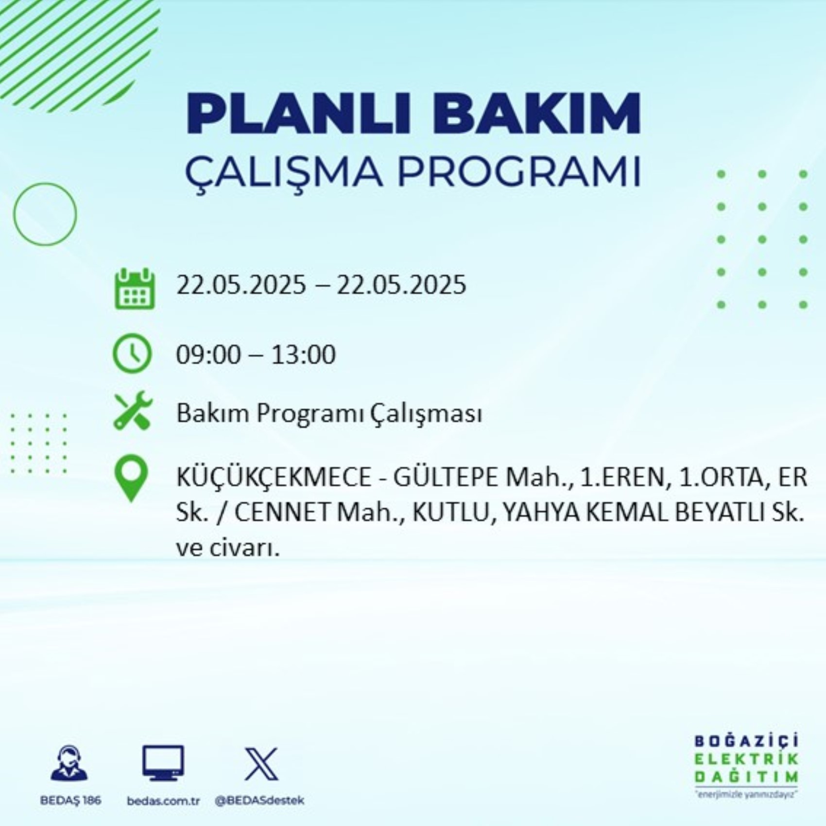 BEDAŞ paylaştı: İstanbul'da 22 Mayıs Perşembe günü elektrik kesintisi yaşanacak ilçeler