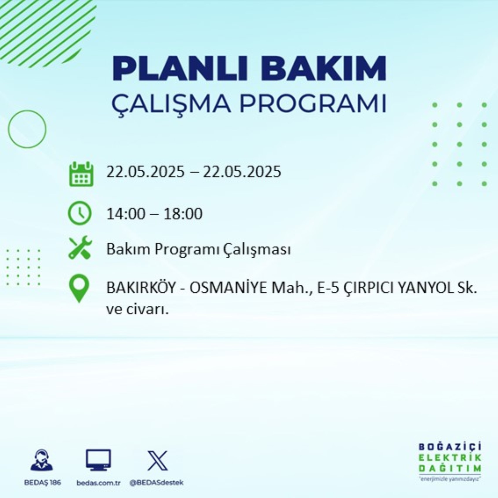 BEDAŞ paylaştı: İstanbul'da 22 Mayıs Perşembe günü elektrik kesintisi yaşanacak ilçeler