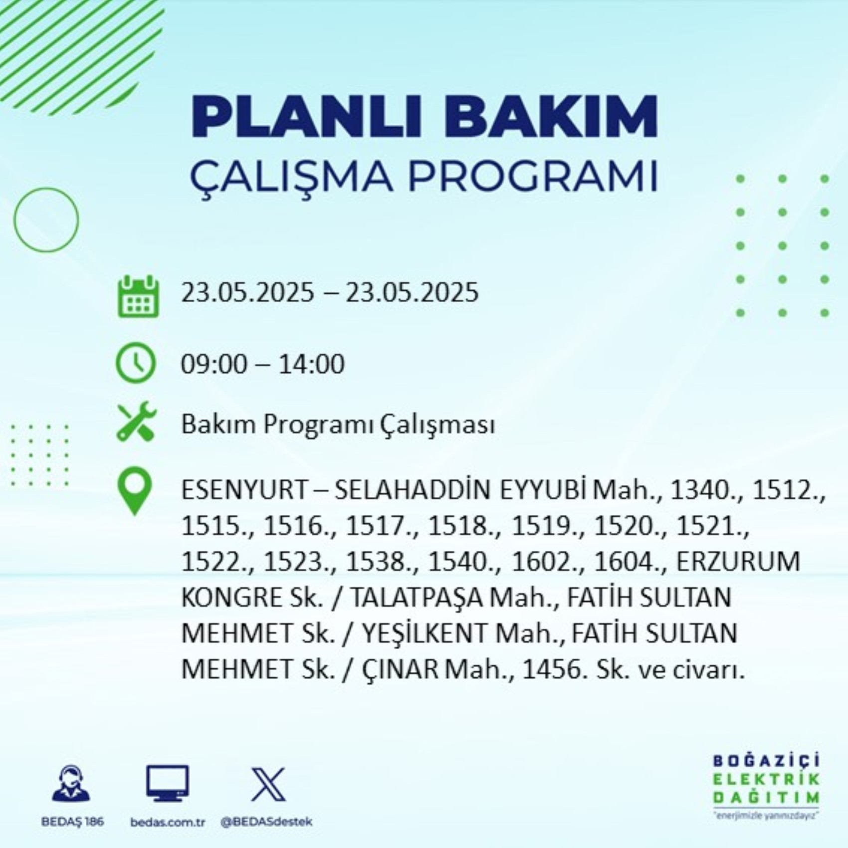 BEDAŞ paylaştı: İstanbul'da 23 Mayıs Cuma günü elektrik kesintisi yaşanacak ilçeler