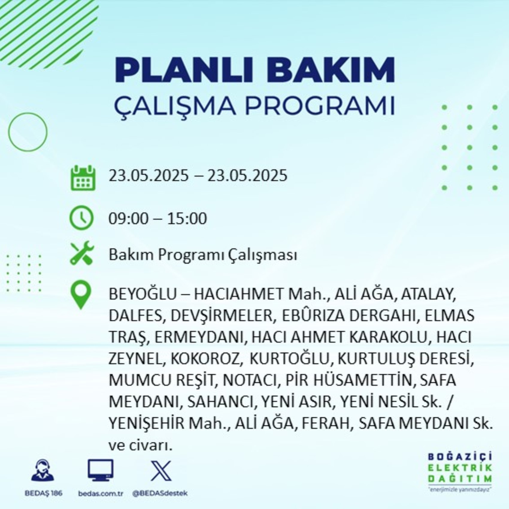 BEDAŞ paylaştı: İstanbul'da 23 Mayıs Cuma günü elektrik kesintisi yaşanacak ilçeler