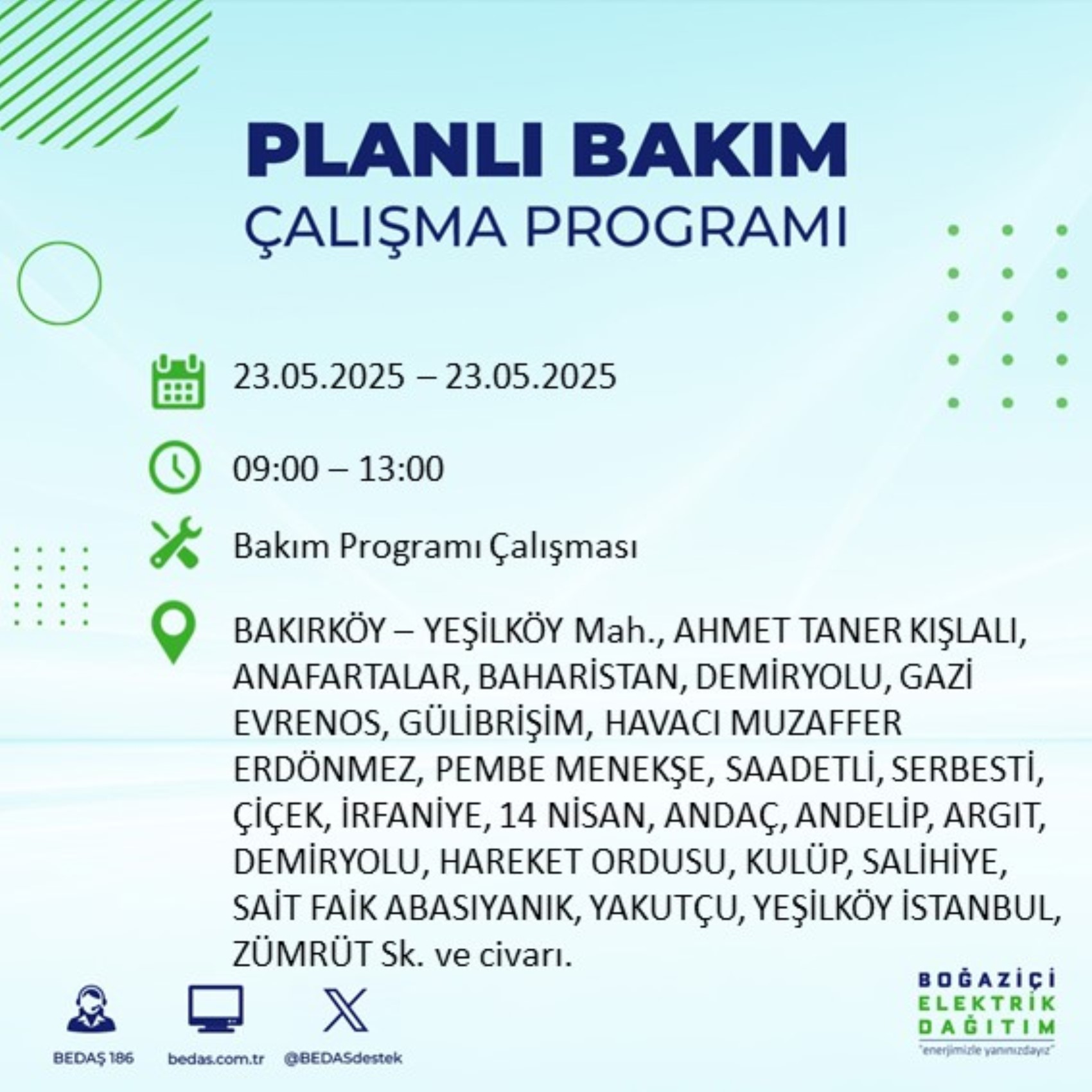 BEDAŞ paylaştı: İstanbul'da 23 Mayıs Cuma günü elektrik kesintisi yaşanacak ilçeler