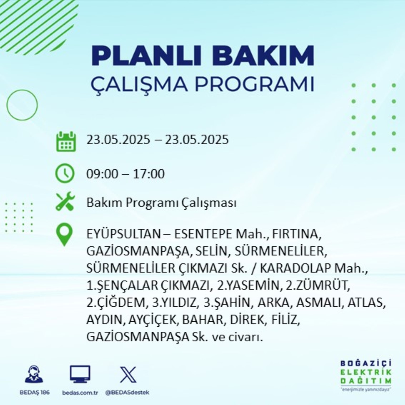 BEDAŞ paylaştı: İstanbul'da 23 Mayıs Cuma günü elektrik kesintisi yaşanacak ilçeler