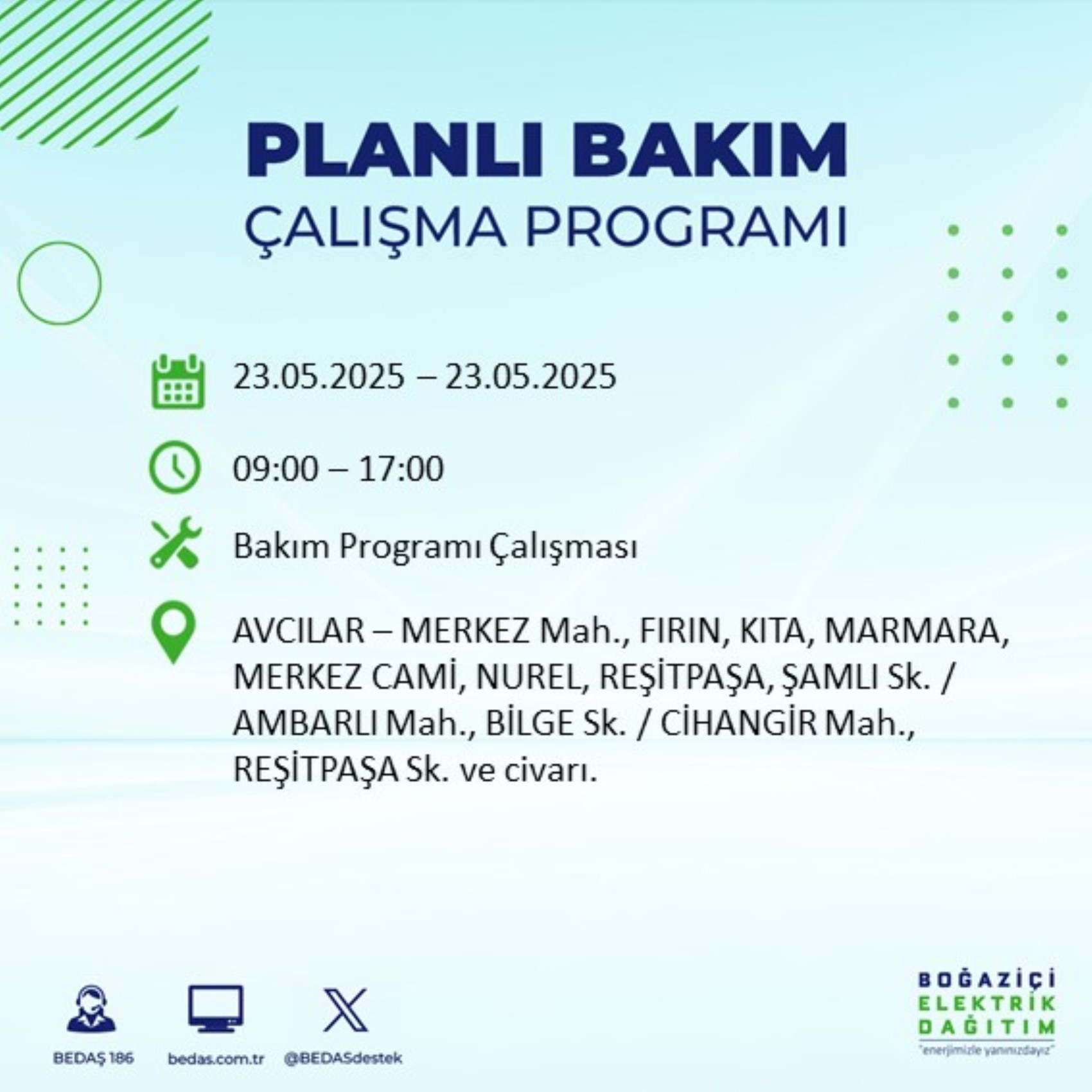 BEDAŞ paylaştı: İstanbul'da 23 Mayıs Cuma günü elektrik kesintisi yaşanacak ilçeler