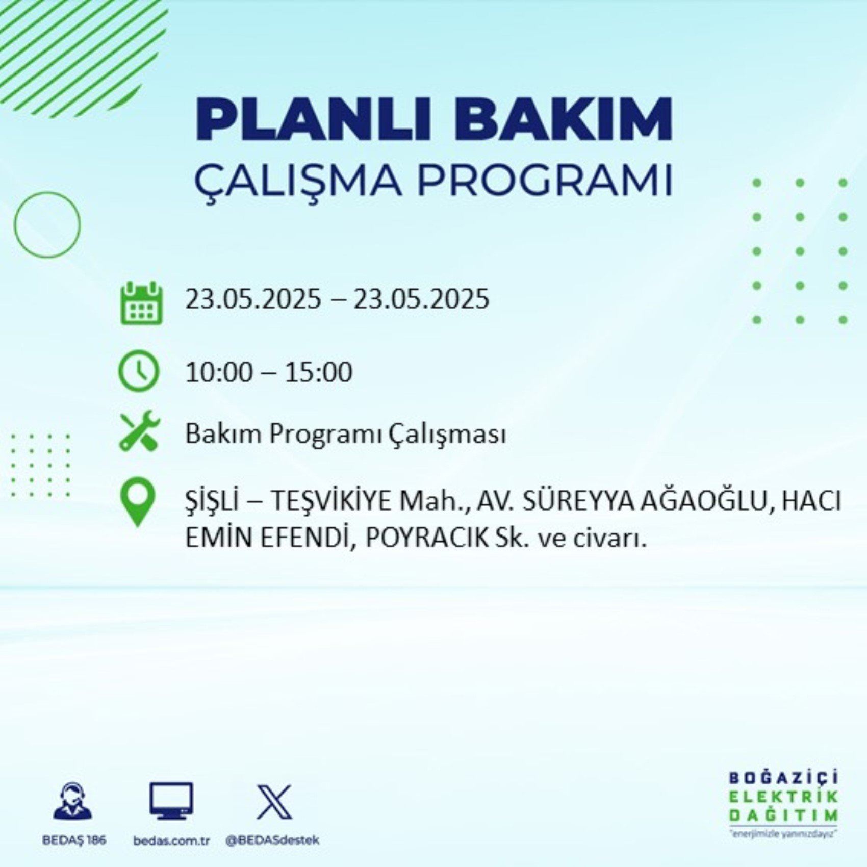 BEDAŞ paylaştı: İstanbul'da 23 Mayıs Cuma günü elektrik kesintisi yaşanacak ilçeler