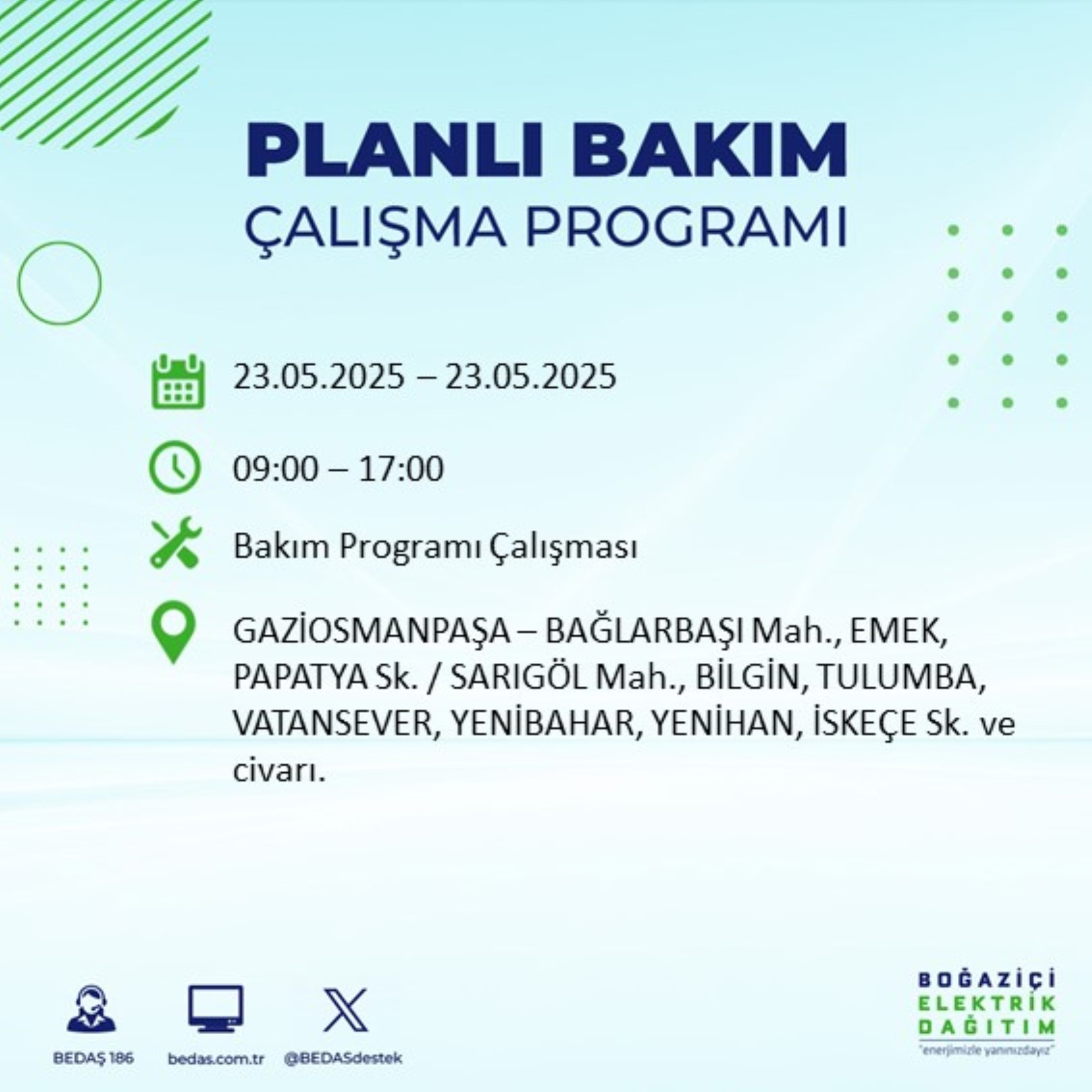 BEDAŞ paylaştı: İstanbul'da 23 Mayıs Cuma günü elektrik kesintisi yaşanacak ilçeler
