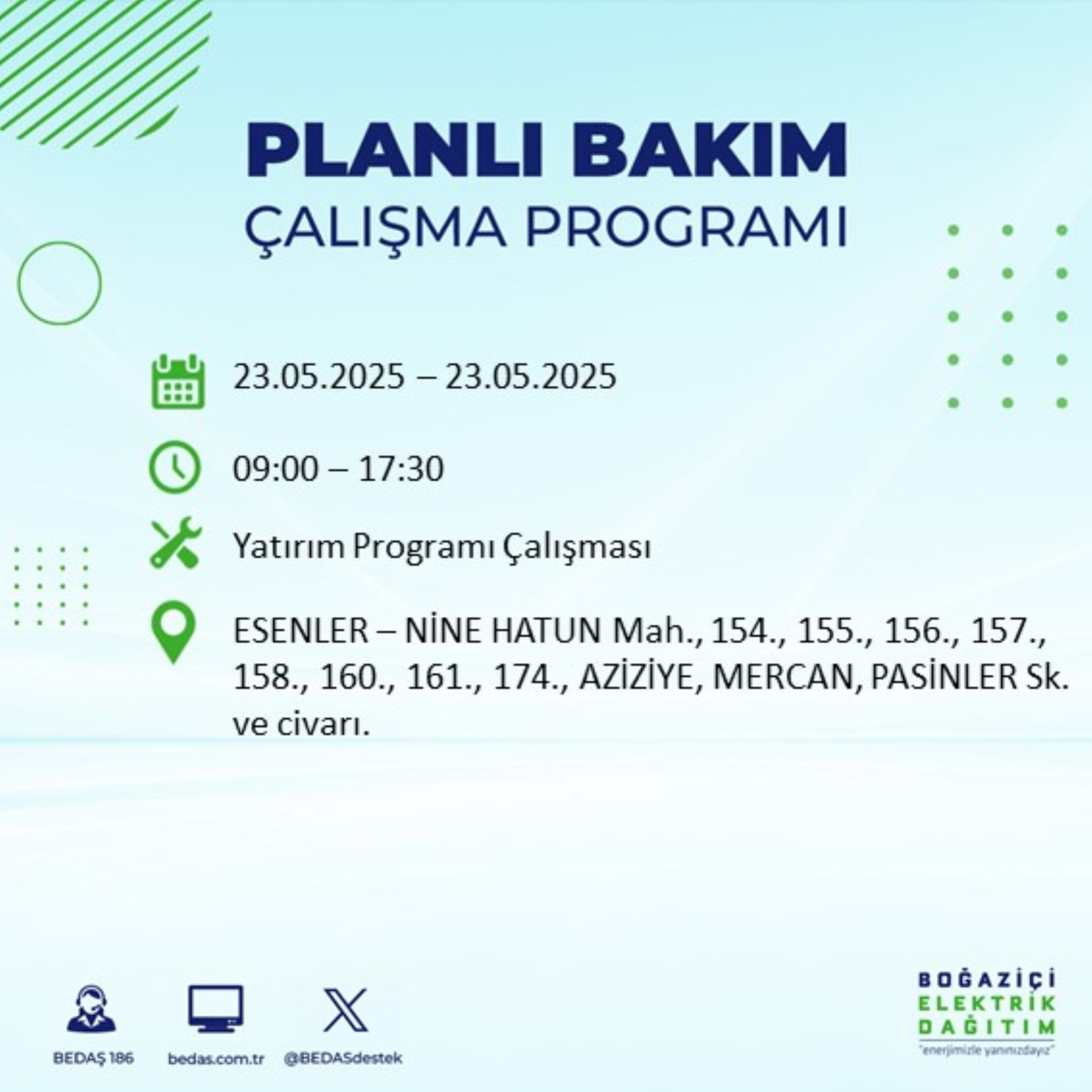 BEDAŞ paylaştı: İstanbul'da 23 Mayıs Cuma günü elektrik kesintisi yaşanacak ilçeler
