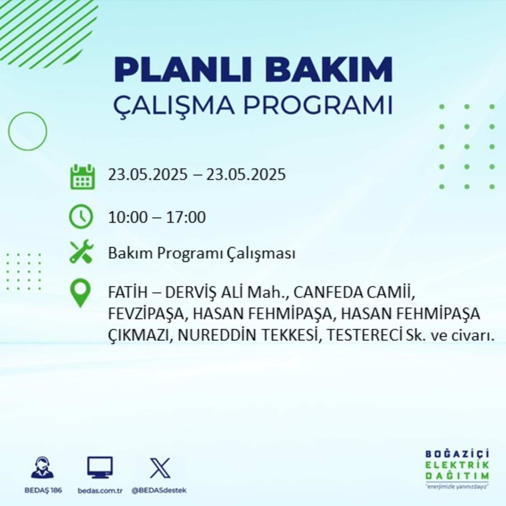 BEDAŞ paylaştı: İstanbul'da 23 Mayıs Cuma günü elektrik kesintisi yaşanacak ilçeler
