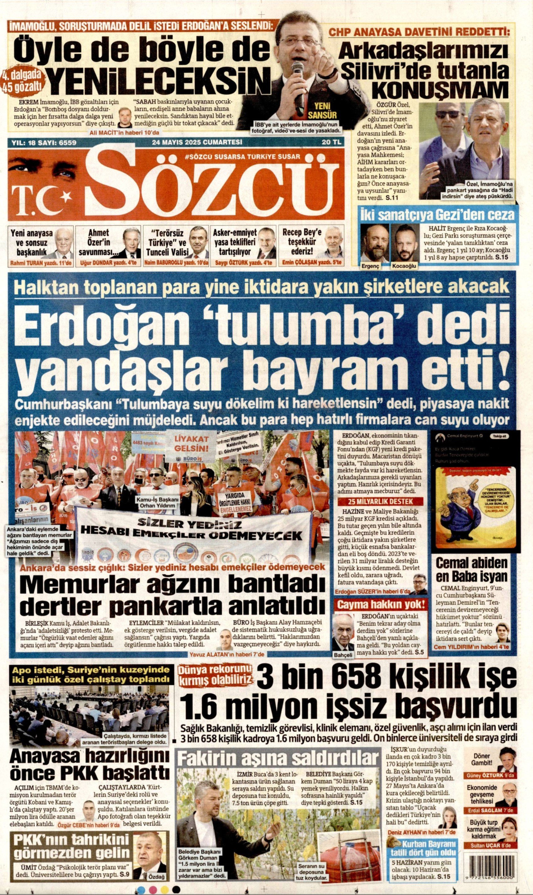 24 Mayıs 2025 gazete manşetleri: Operasyonlar İBB’ye faturası ekonomiye