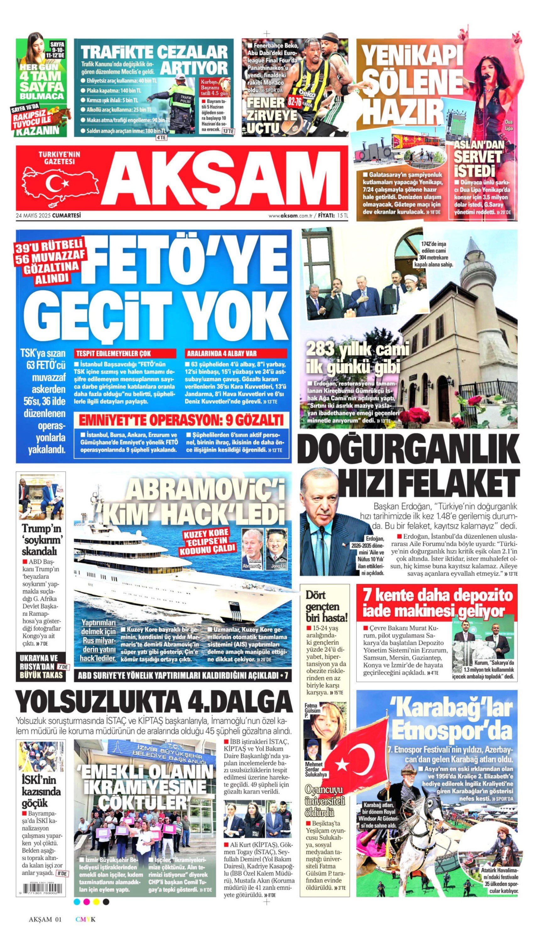 24 Mayıs 2025 gazete manşetleri: Operasyonlar İBB’ye faturası ekonomiye