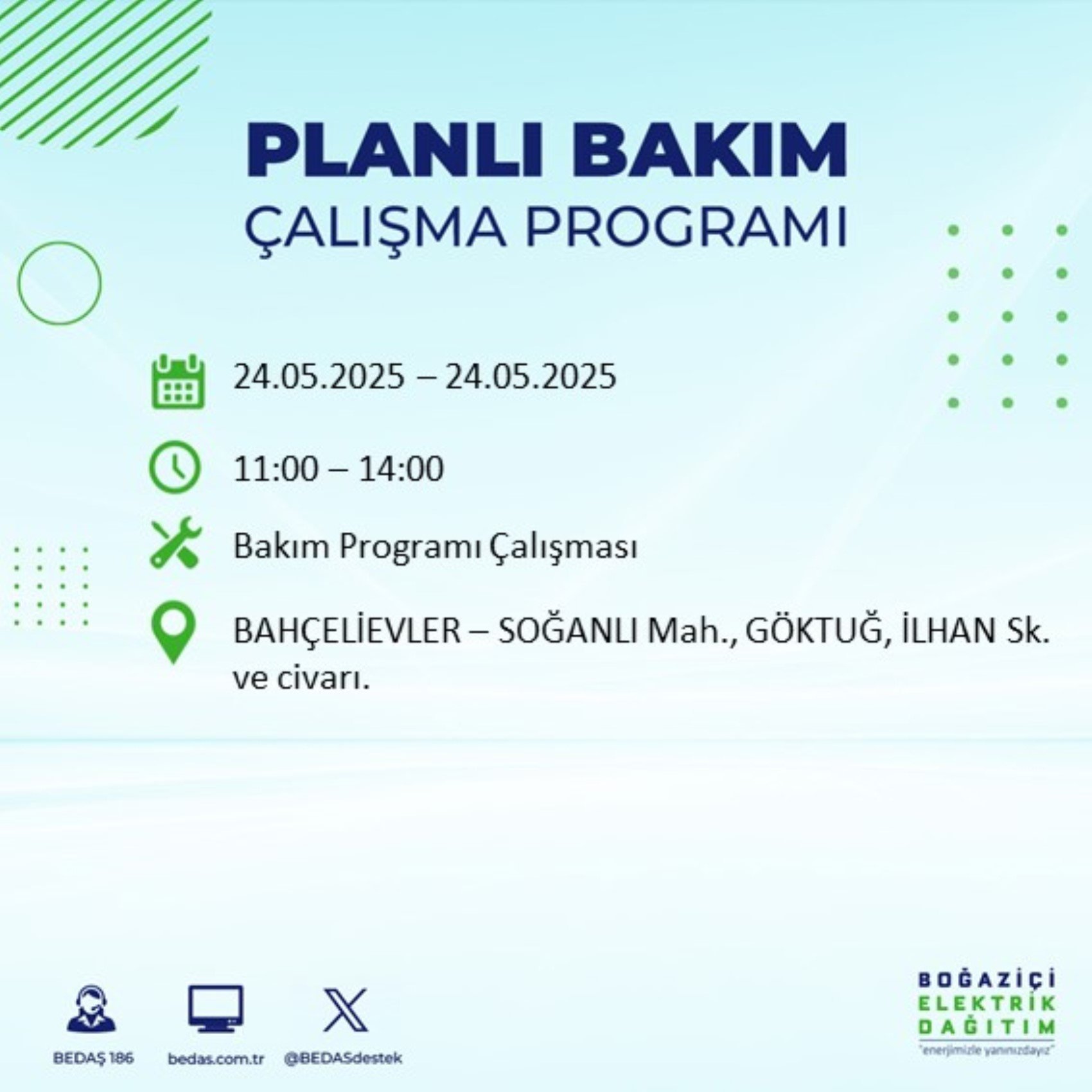 BEDAŞ paylaştı: İstanbul'da 24 Mayıs Cumartesi günü elektrik kesintisi yaşanacak ilçeler