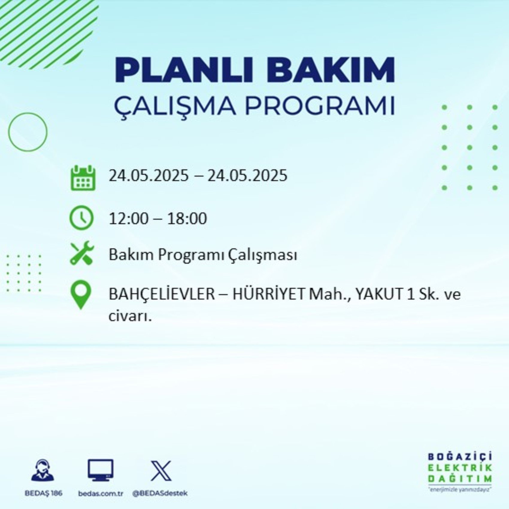 BEDAŞ paylaştı: İstanbul'da 24 Mayıs Cumartesi günü elektrik kesintisi yaşanacak ilçeler