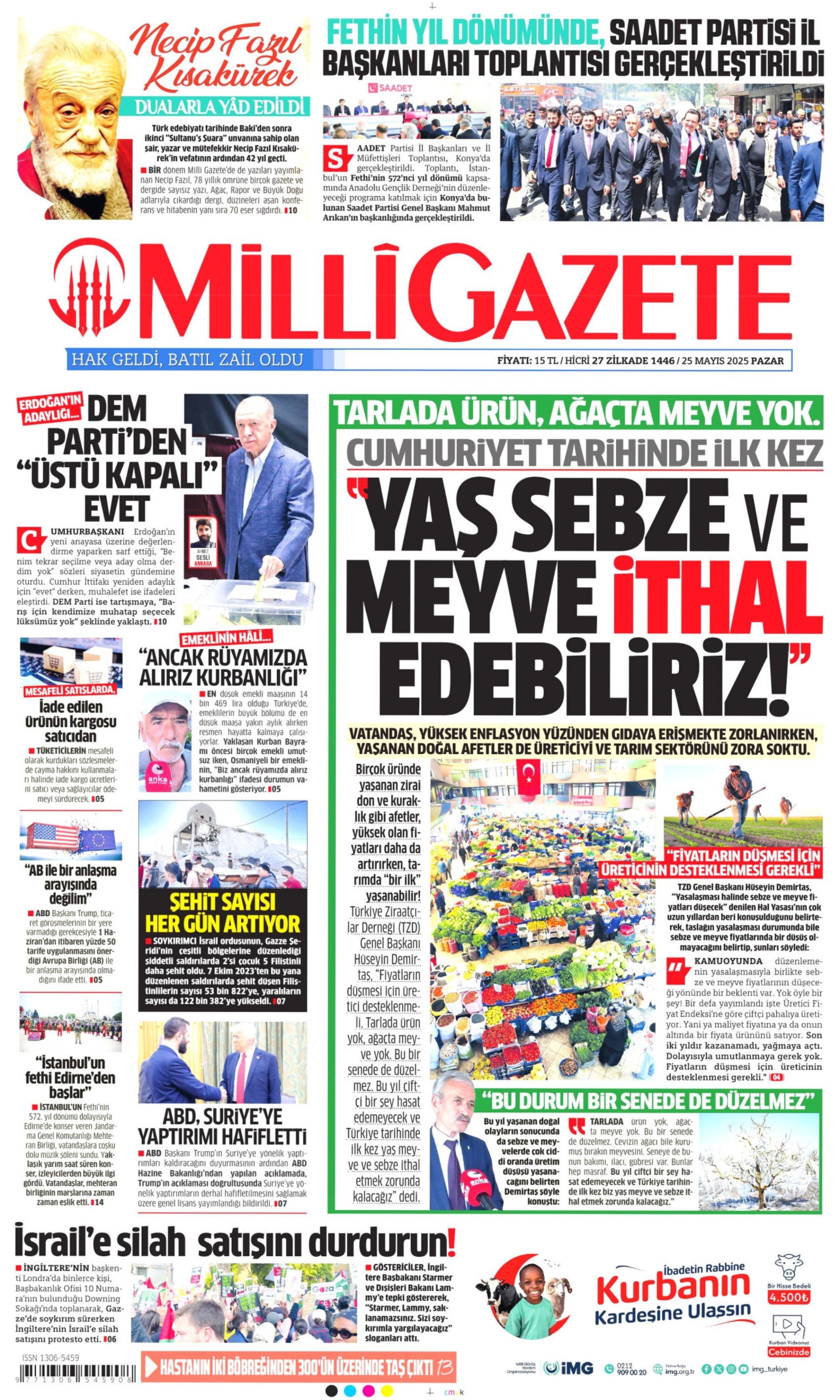 25 Mayıs 2025 gazete manşetleri: Gerici Yeni Akit'ten Mansur Yavaş'la ilgili çirkin başlık!