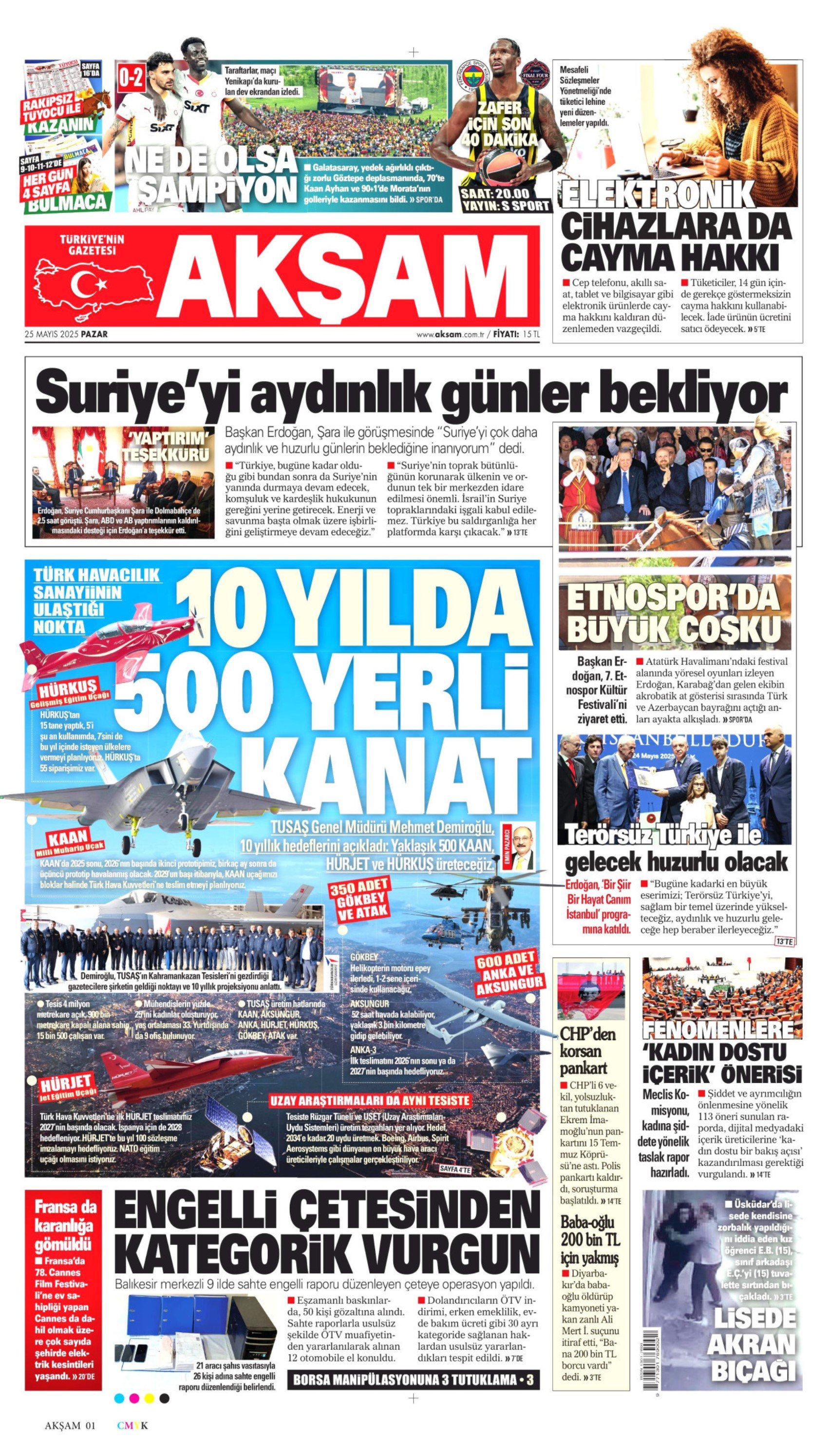 25 Mayıs 2025 gazete manşetleri: Gerici Yeni Akit'ten Mansur Yavaş'la ilgili çirkin başlık!