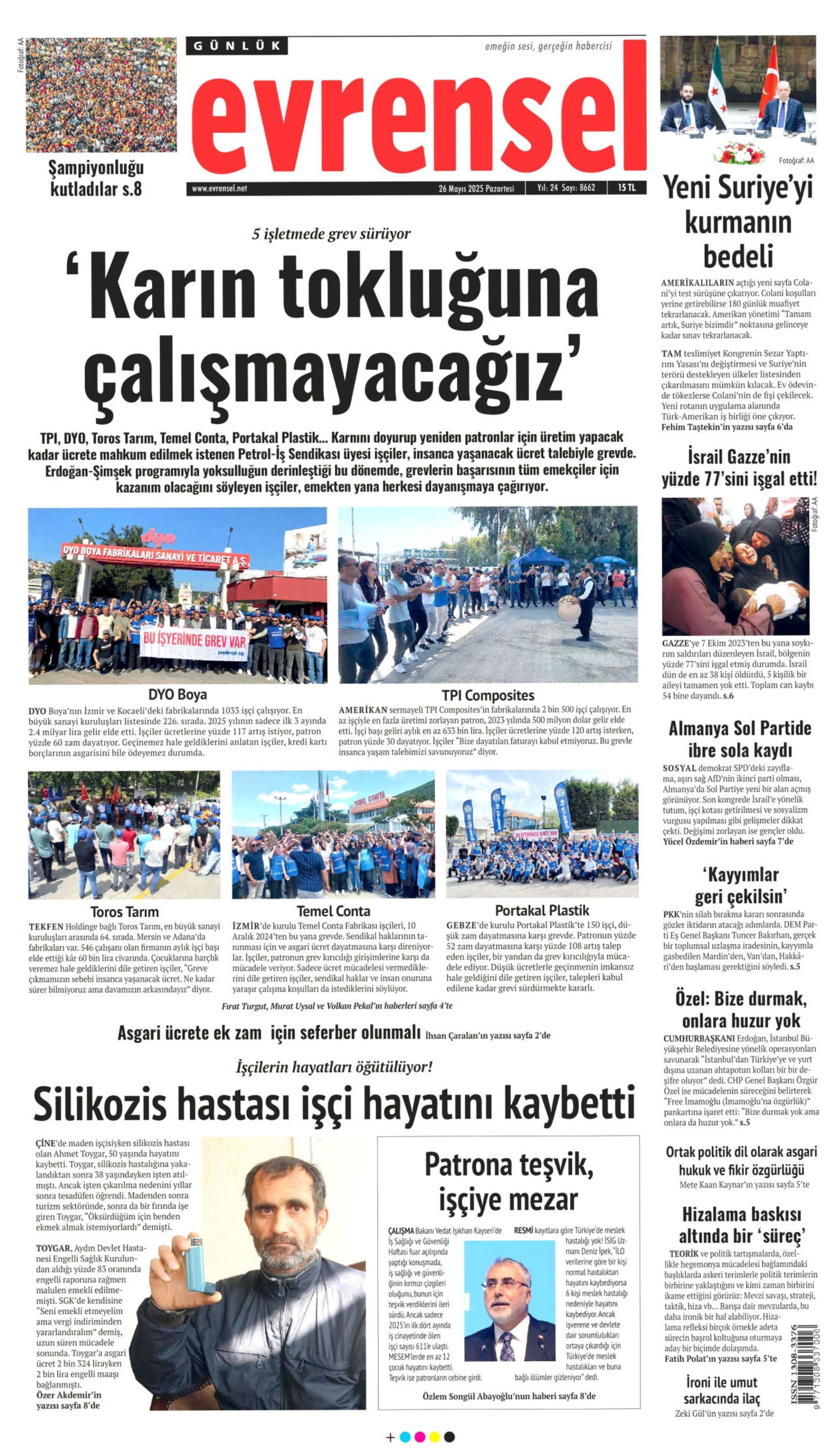 26 Mayıs 2025 gazete manşetleri