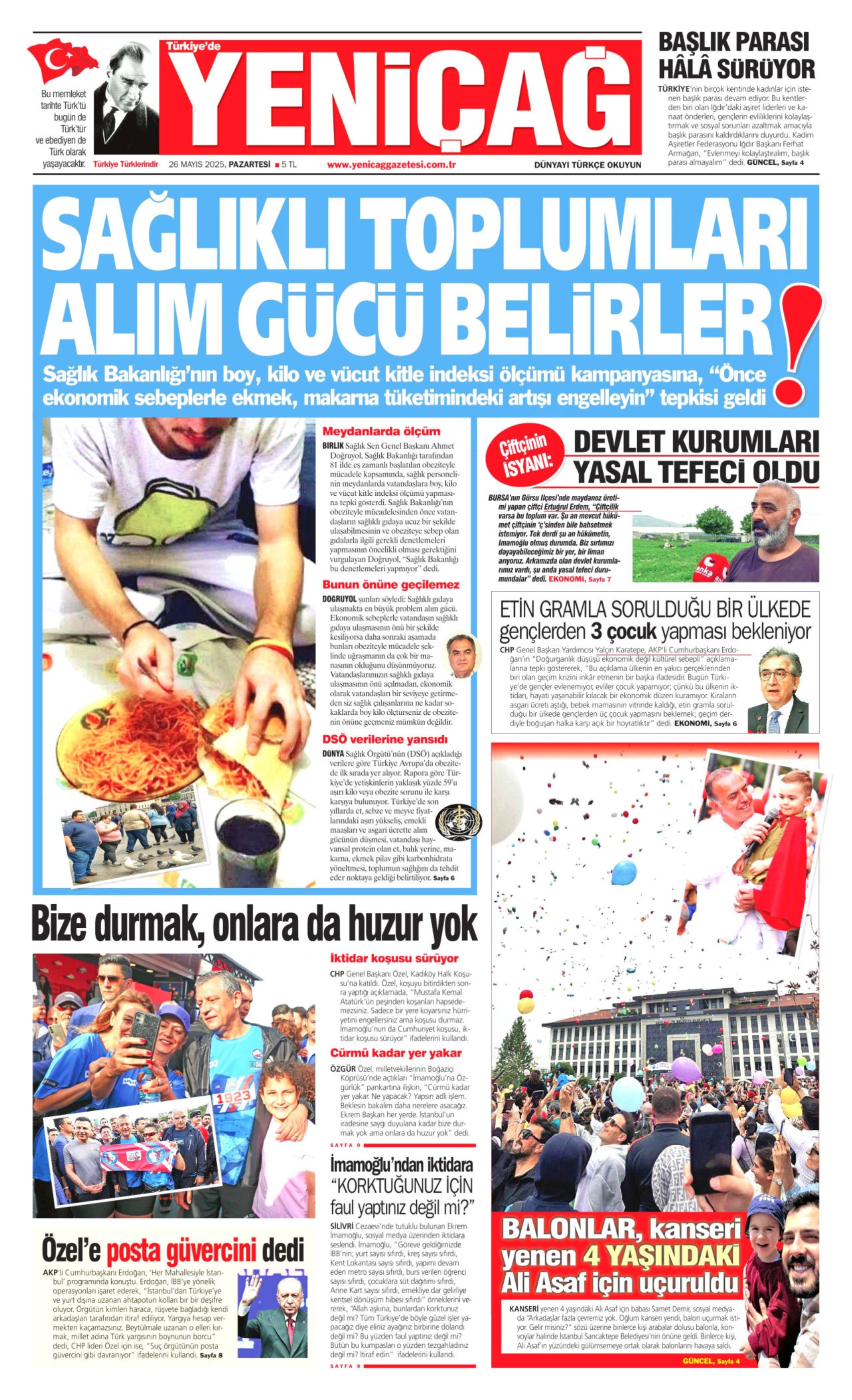 26 Mayıs 2025 gazete manşetleri