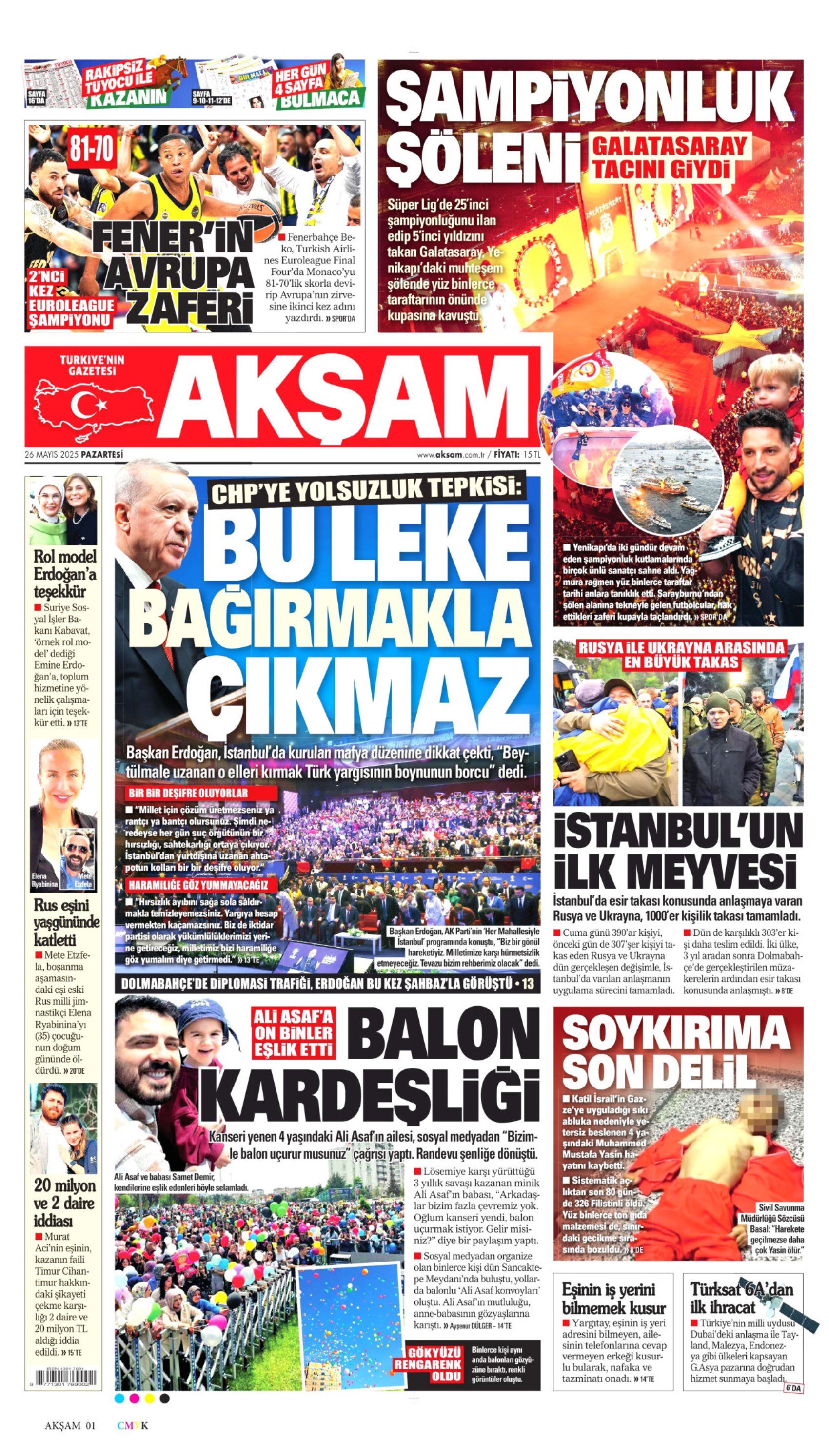26 Mayıs 2025 gazete manşetleri