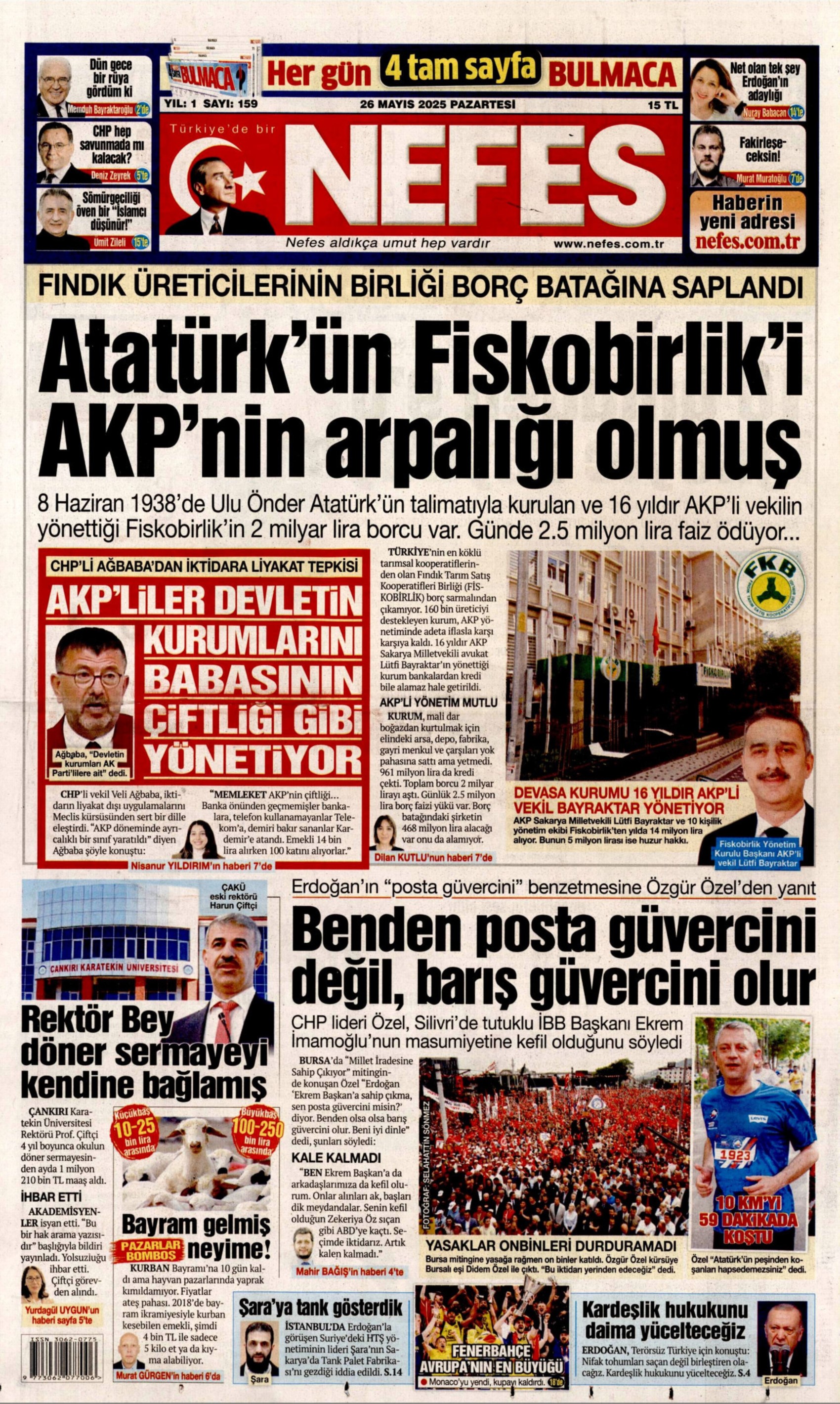26 Mayıs 2025 gazete manşetleri