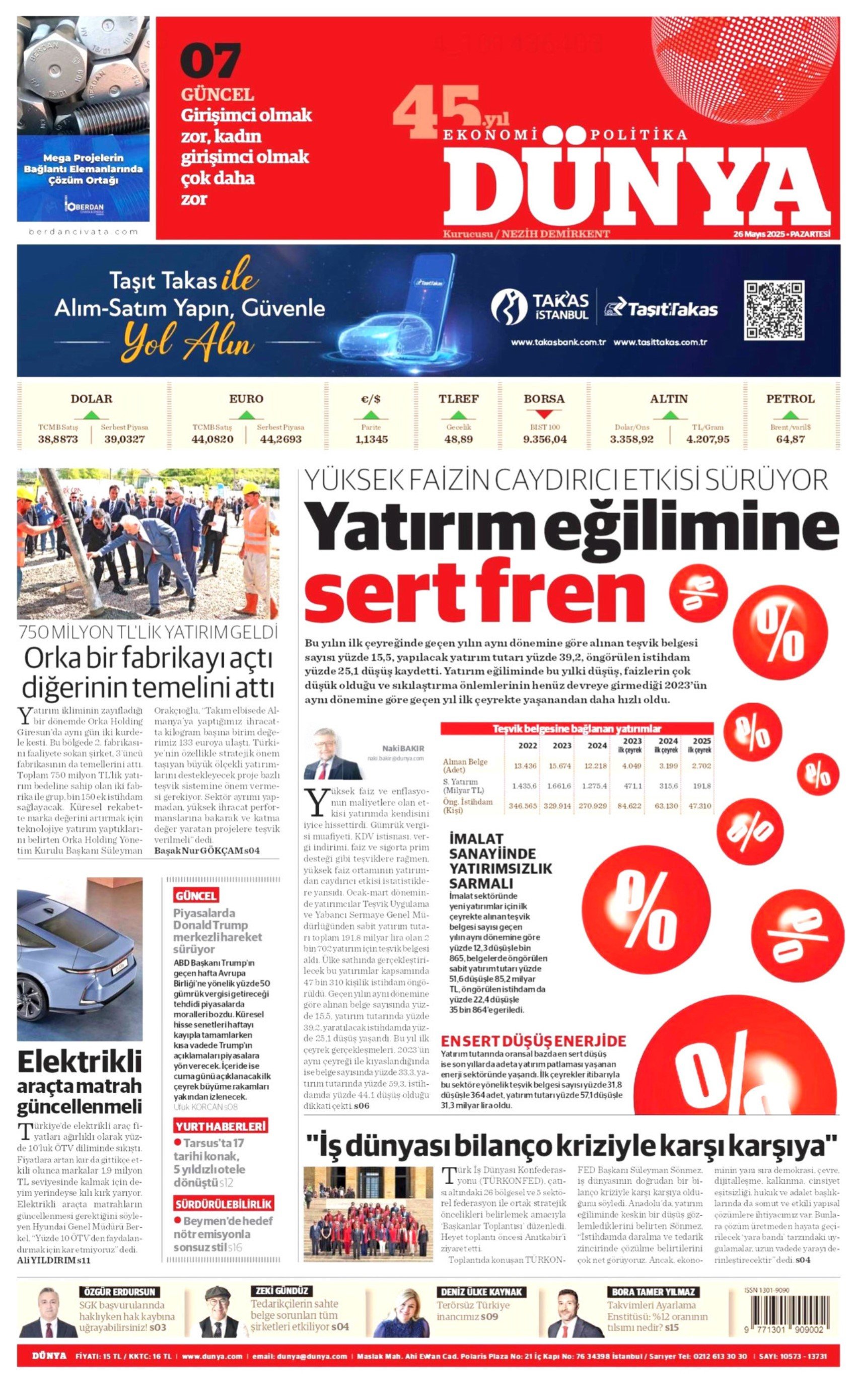 26 Mayıs 2025 gazete manşetleri