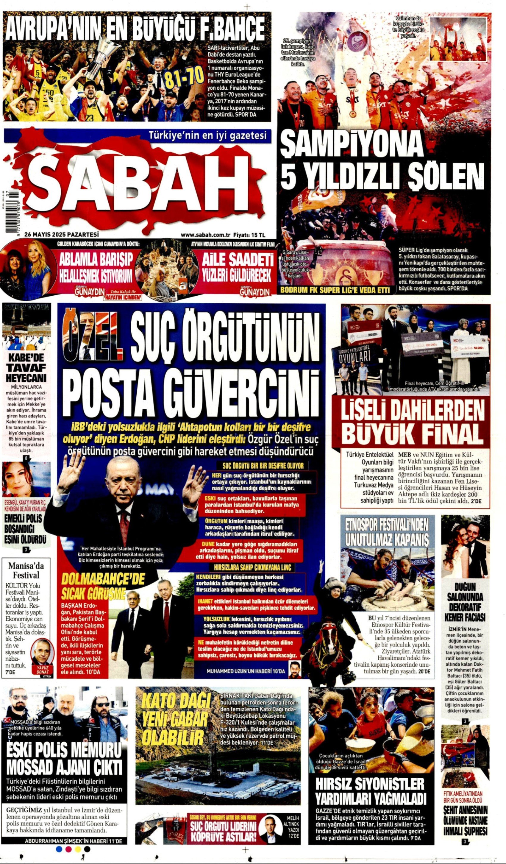 26 Mayıs 2025 gazete manşetleri