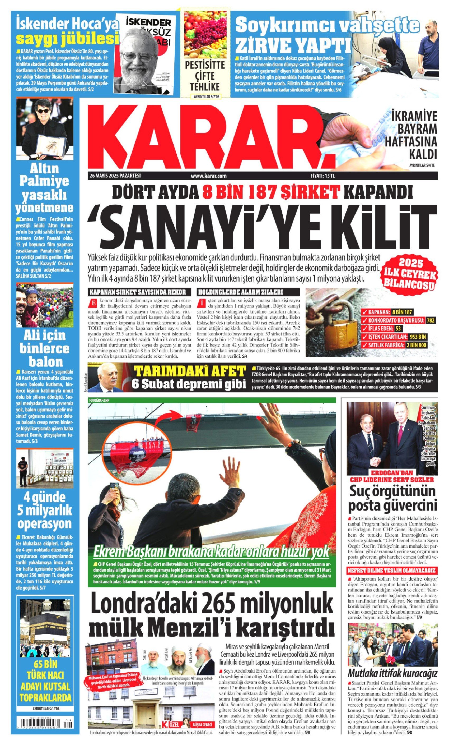 26 Mayıs 2025 gazete manşetleri