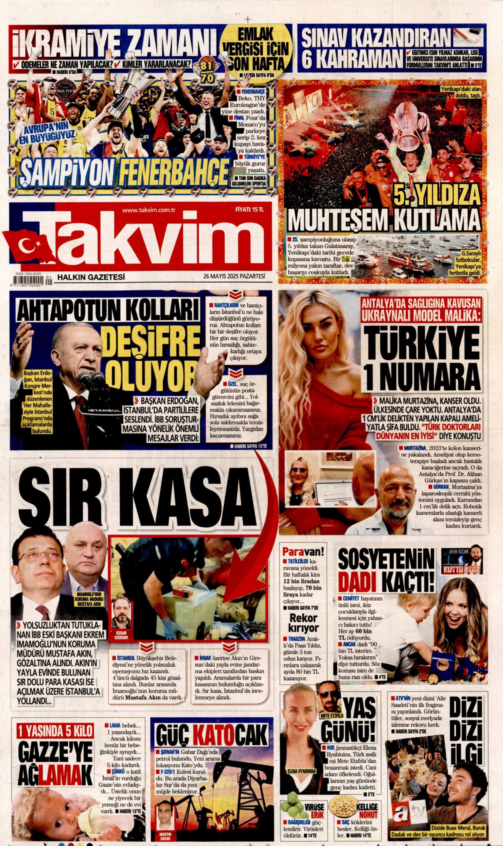 26 Mayıs 2025 gazete manşetleri