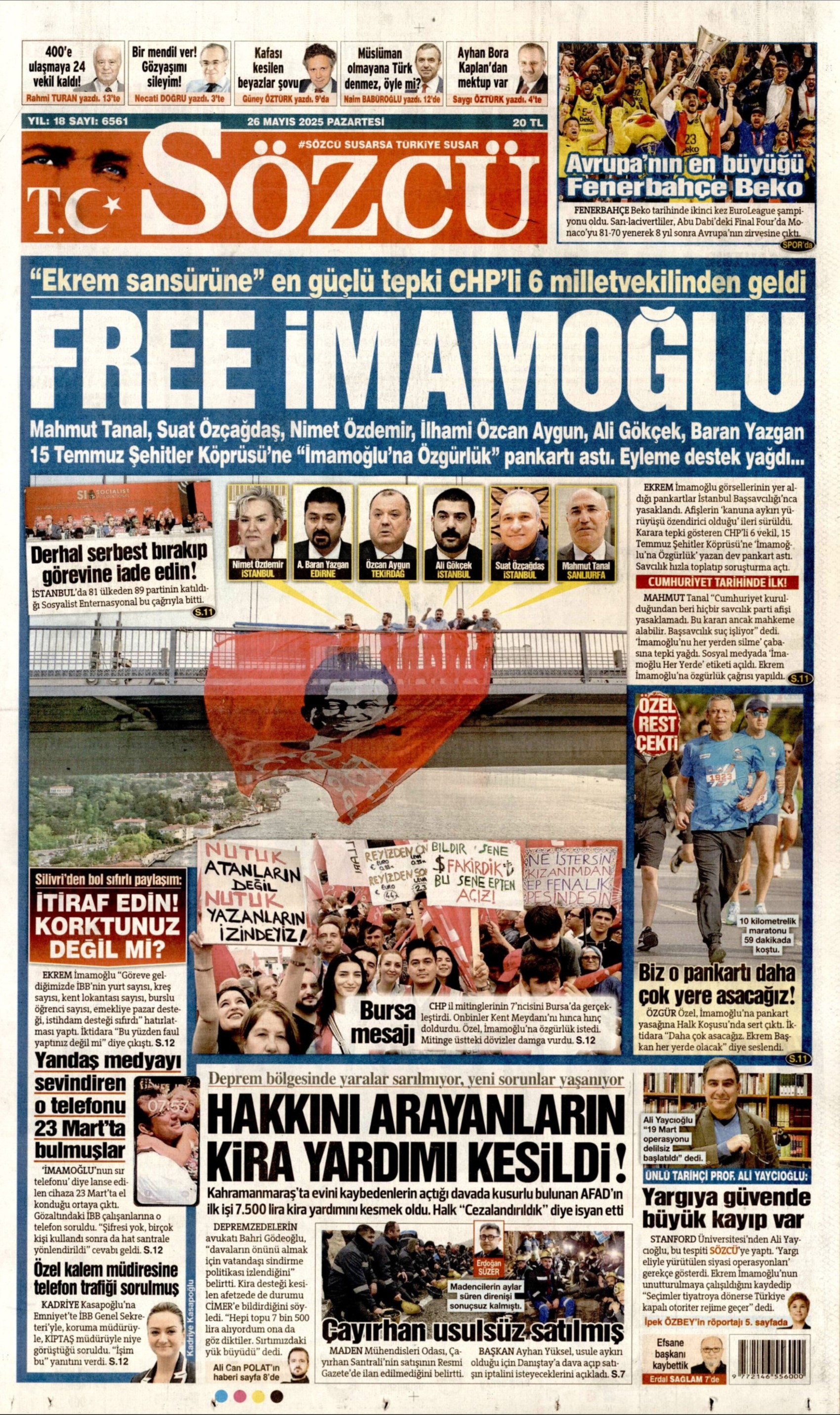 26 Mayıs 2025 gazete manşetleri