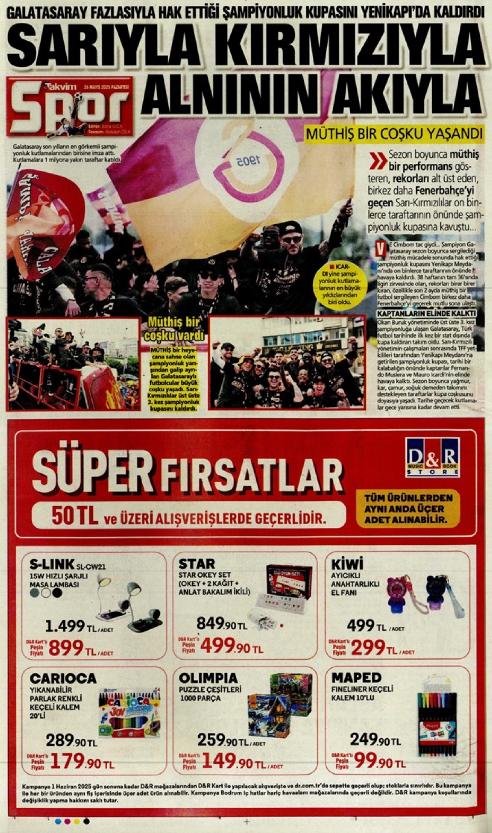 Sporda günün manşetleri: Fenerbahçe ve Galatasaray'da şampiyonluk coşkusu