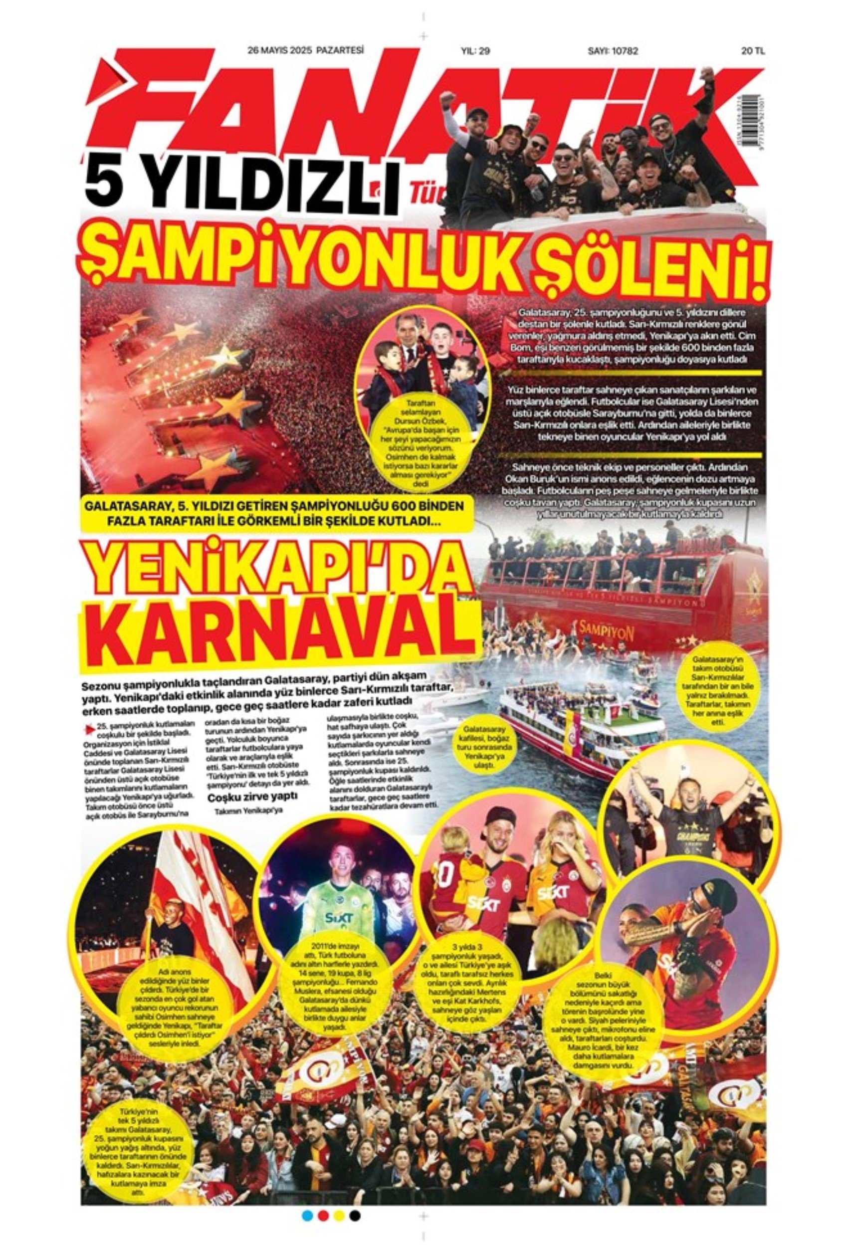 Sporda günün manşetleri: Fenerbahçe ve Galatasaray'da şampiyonluk coşkusu