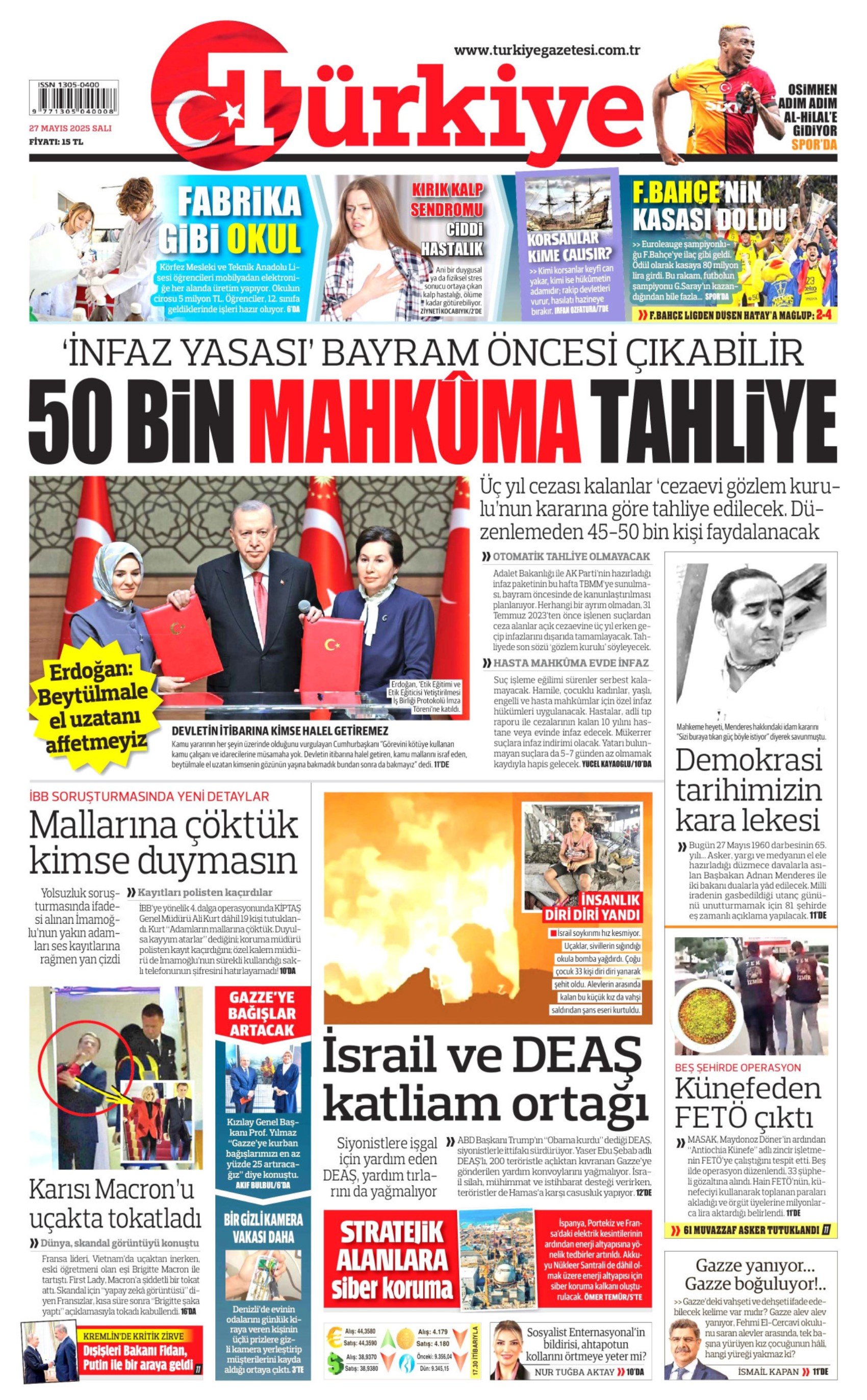 27 Mayıs 2025 gazete manşetleri