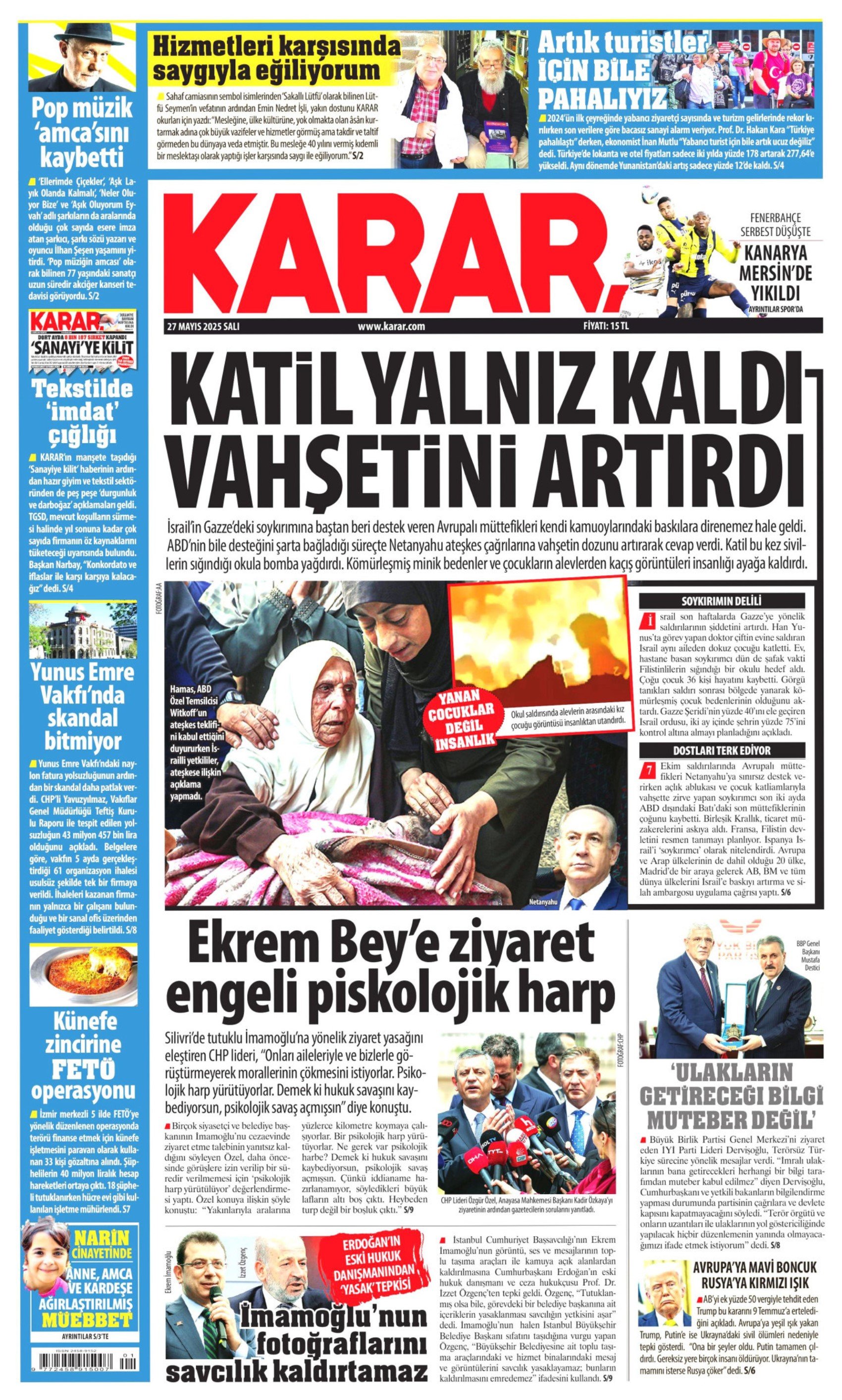 27 Mayıs 2025 gazete manşetleri