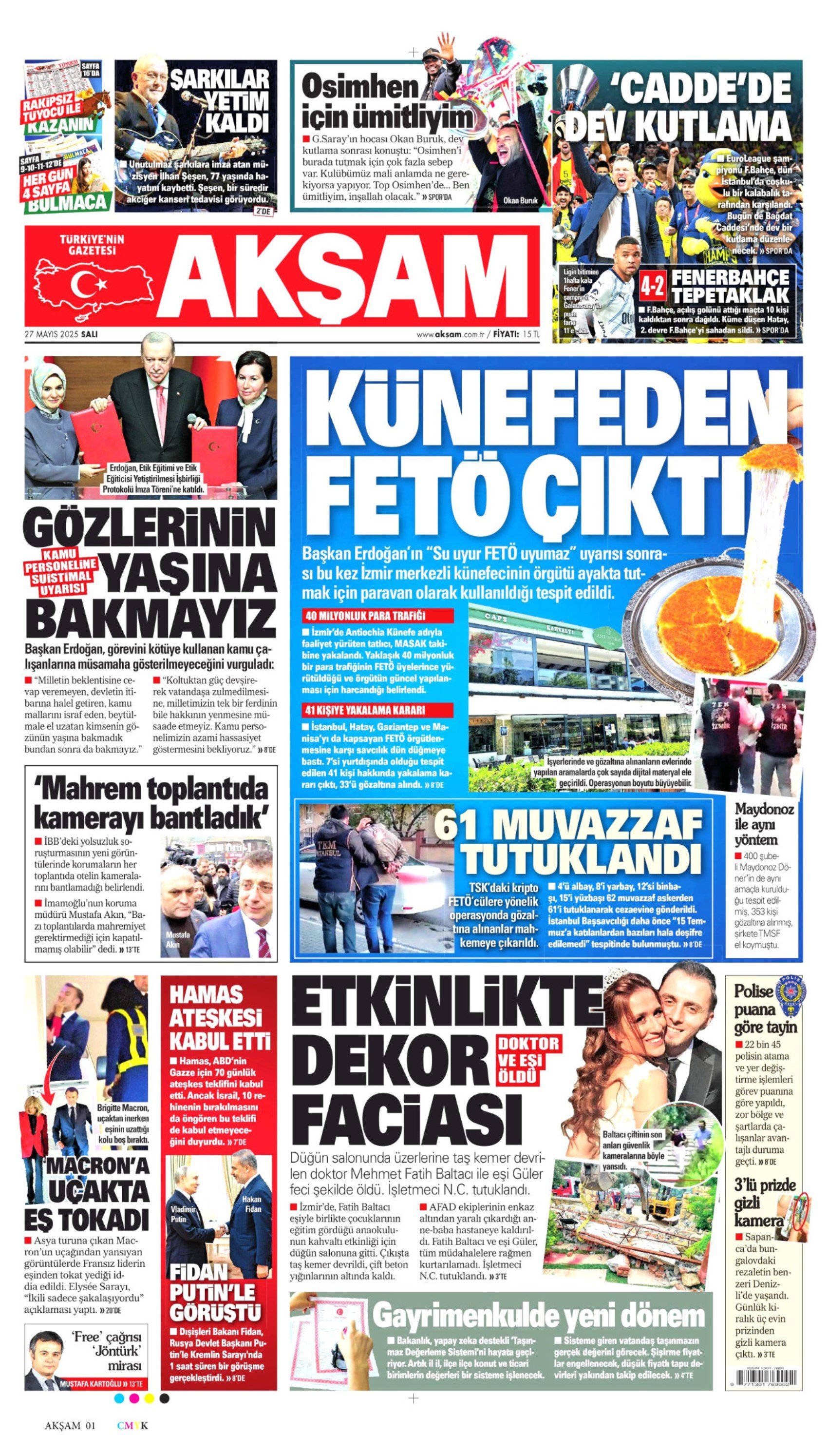 27 Mayıs 2025 gazete manşetleri