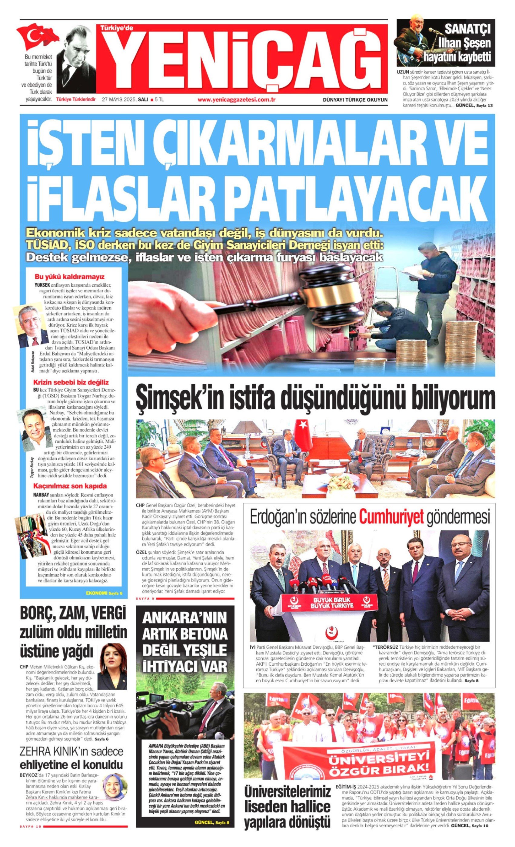 27 Mayıs 2025 gazete manşetleri